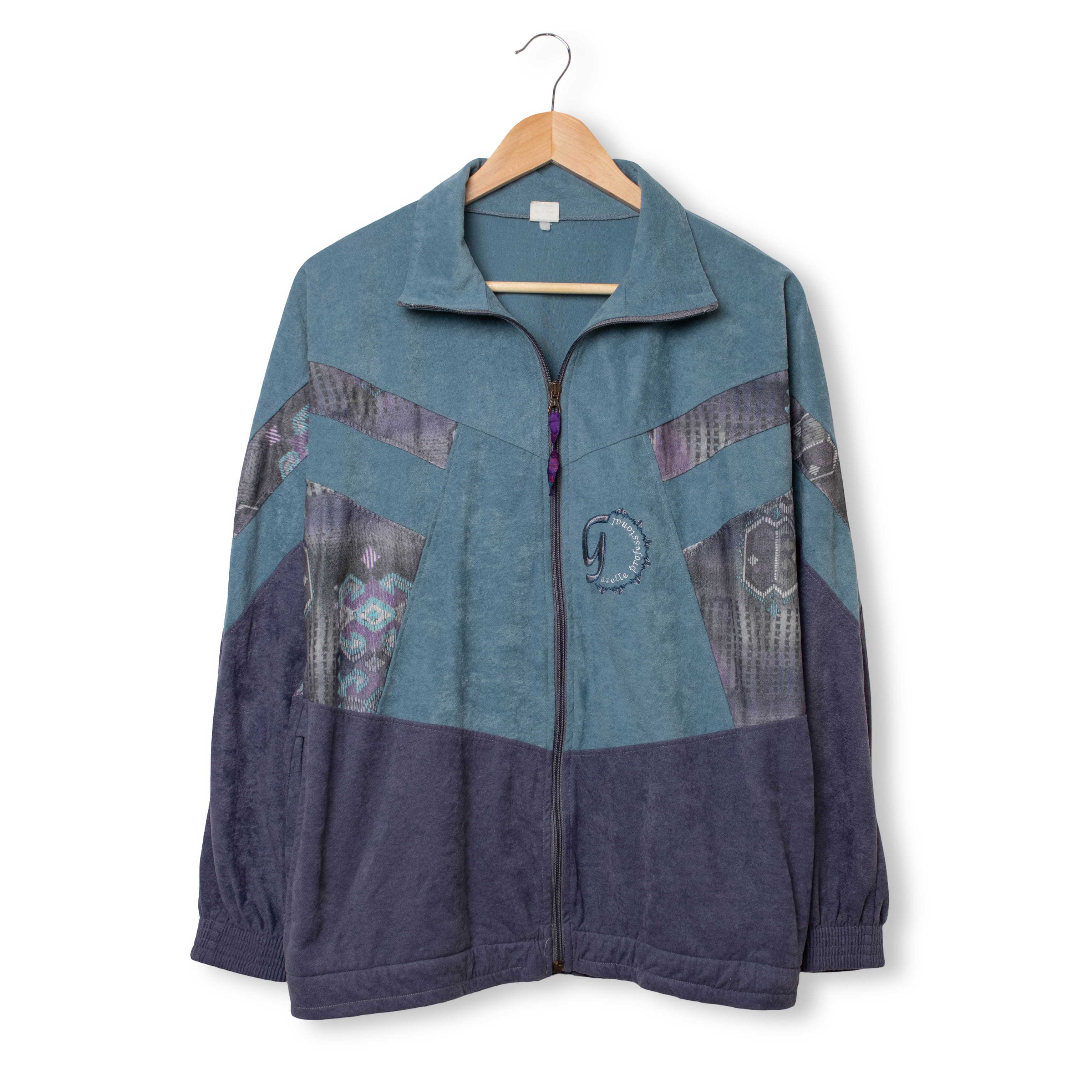 Vintage 80s 90s blue and purple full zip Sweatshirt - Size L