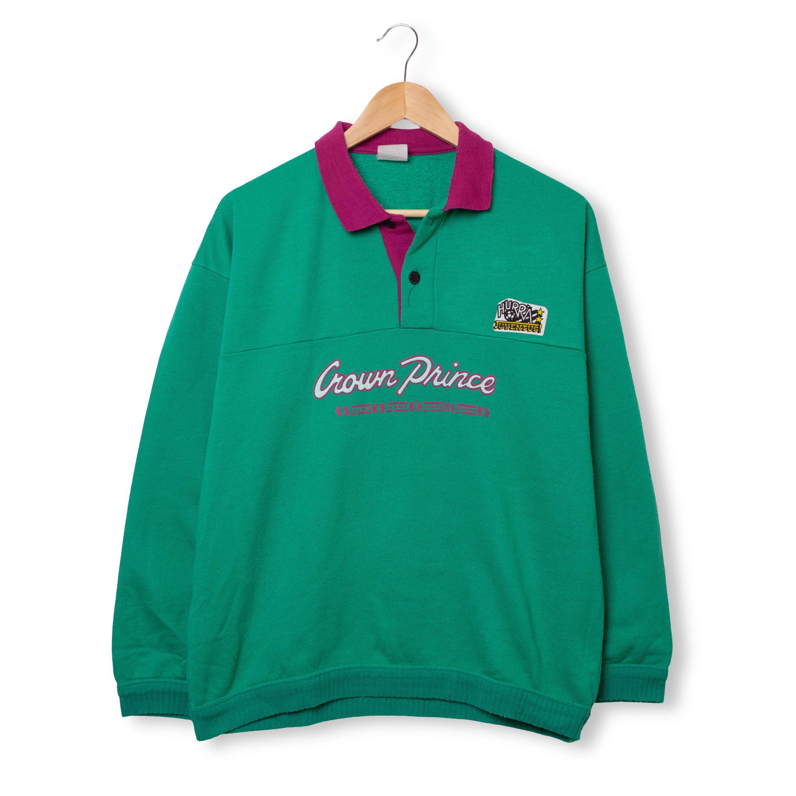 Vintage 80s 90s green printed buttoned Sweatshirt - Size L