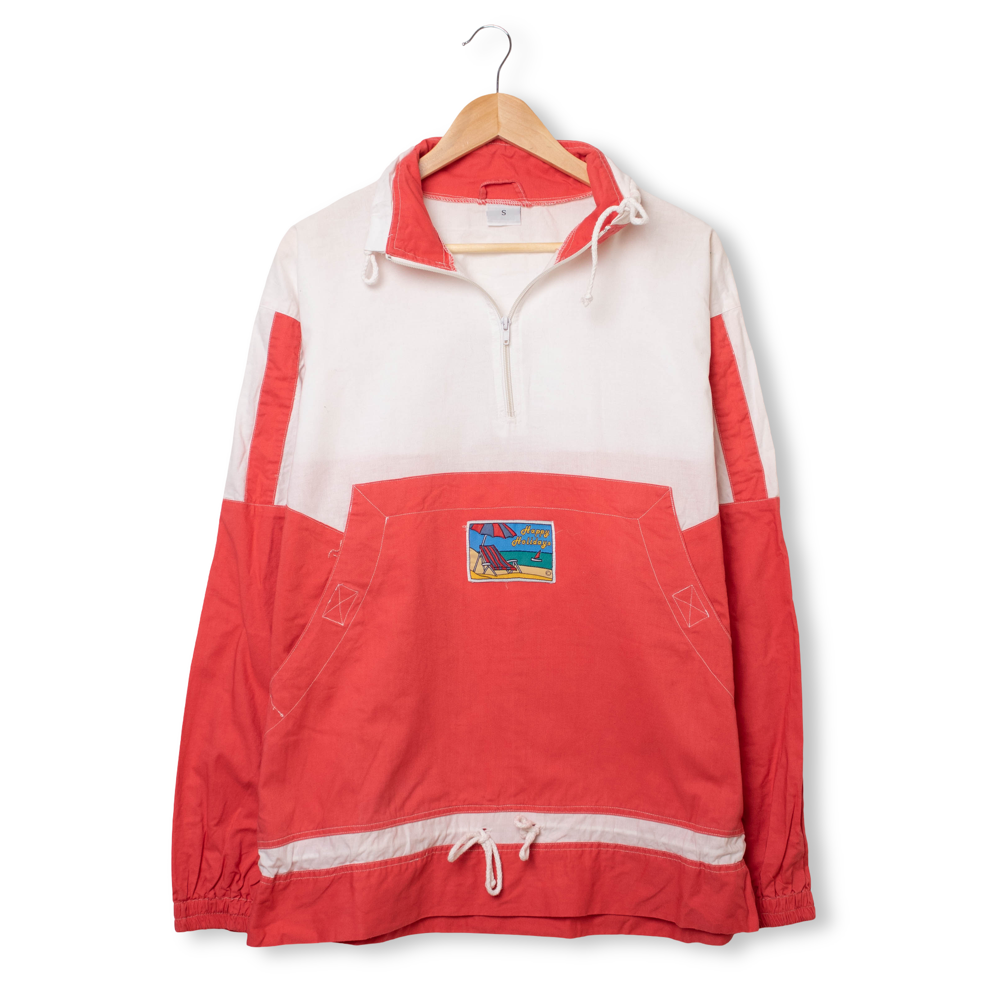 Vintage 80s 90s red and white light Sweatshirt with patch - Size L