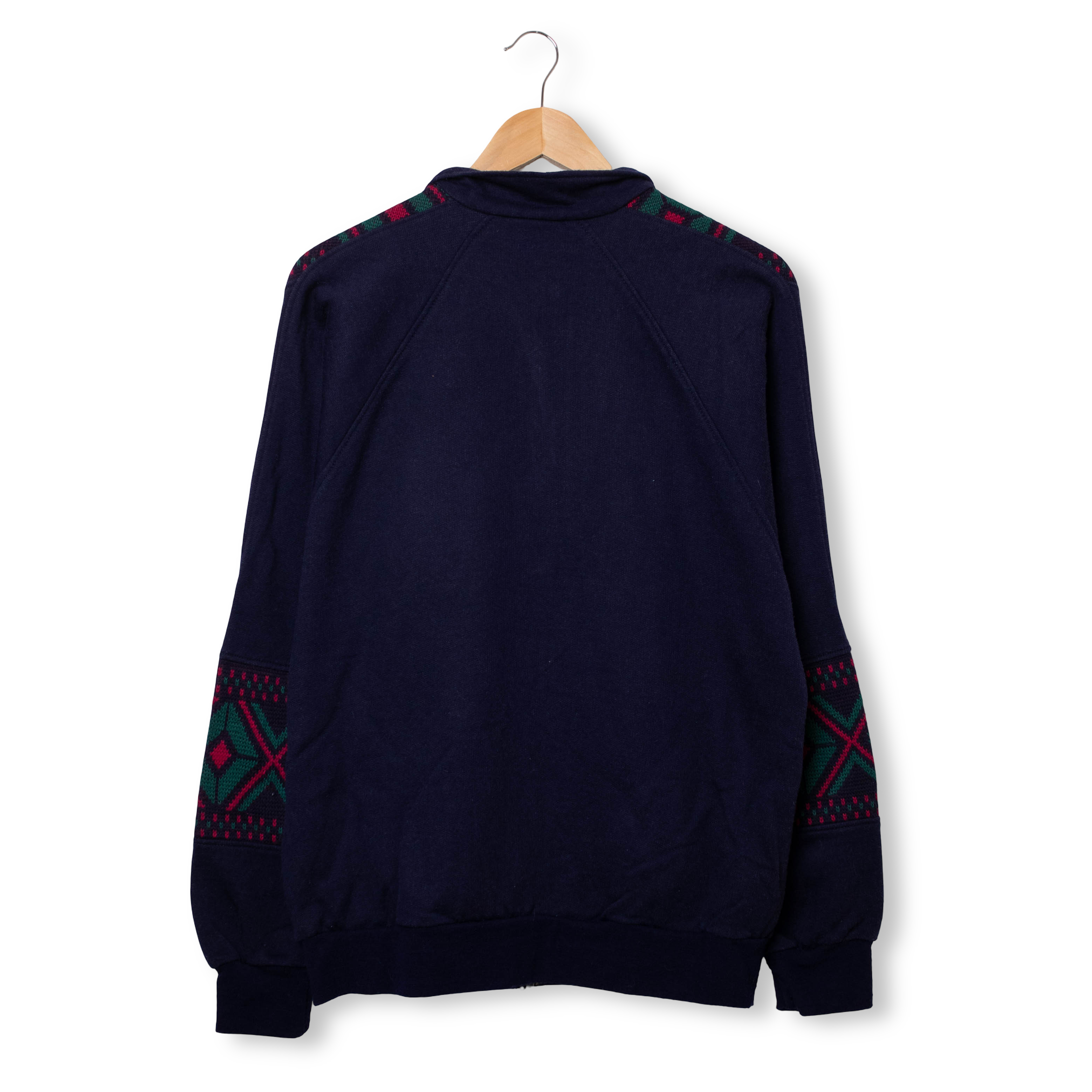 Vintage 80s 90s navy abstract full zip Sweatshirt - Size L/XL