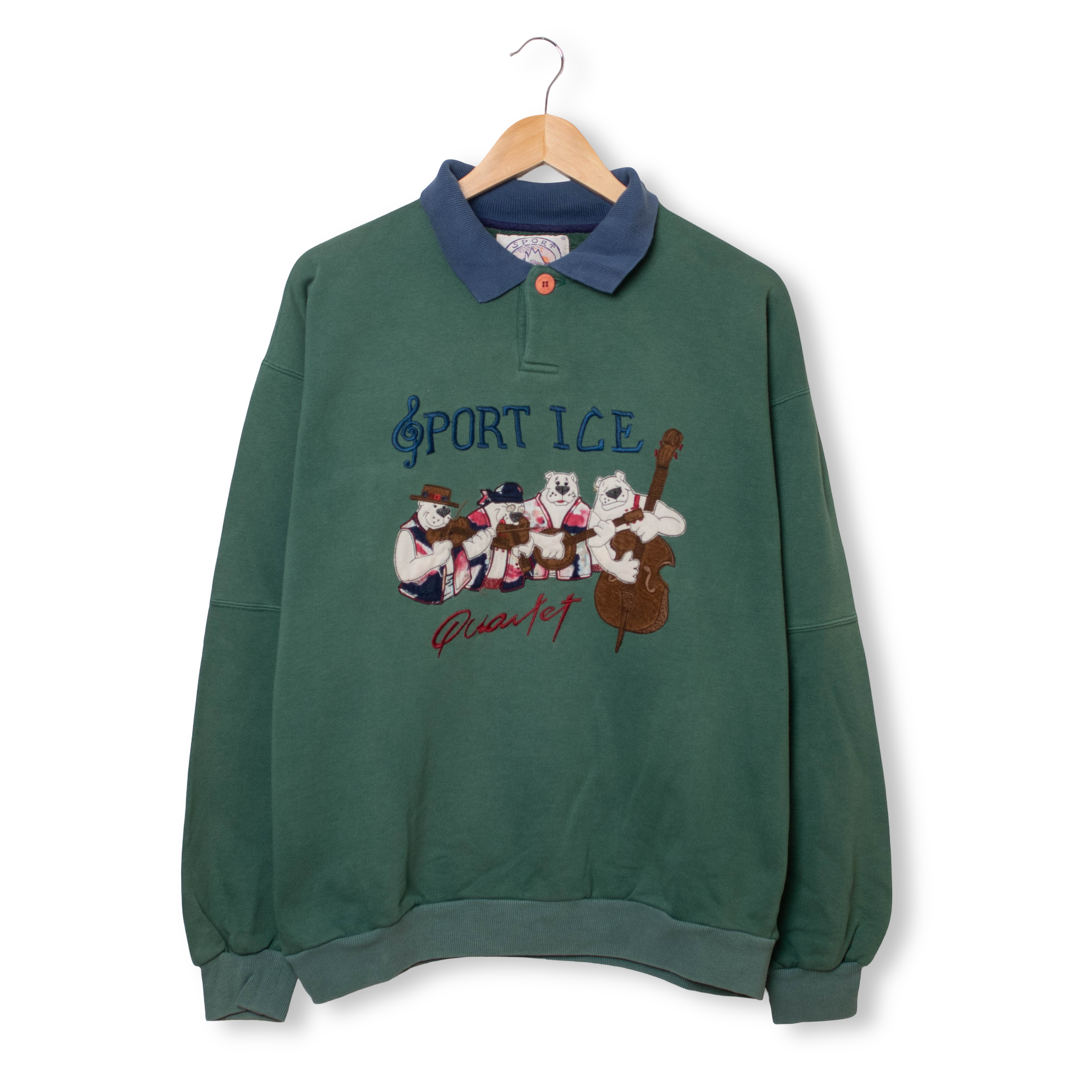 Vintage 80s 90s dark green embroidered Sweatshirt - Size L