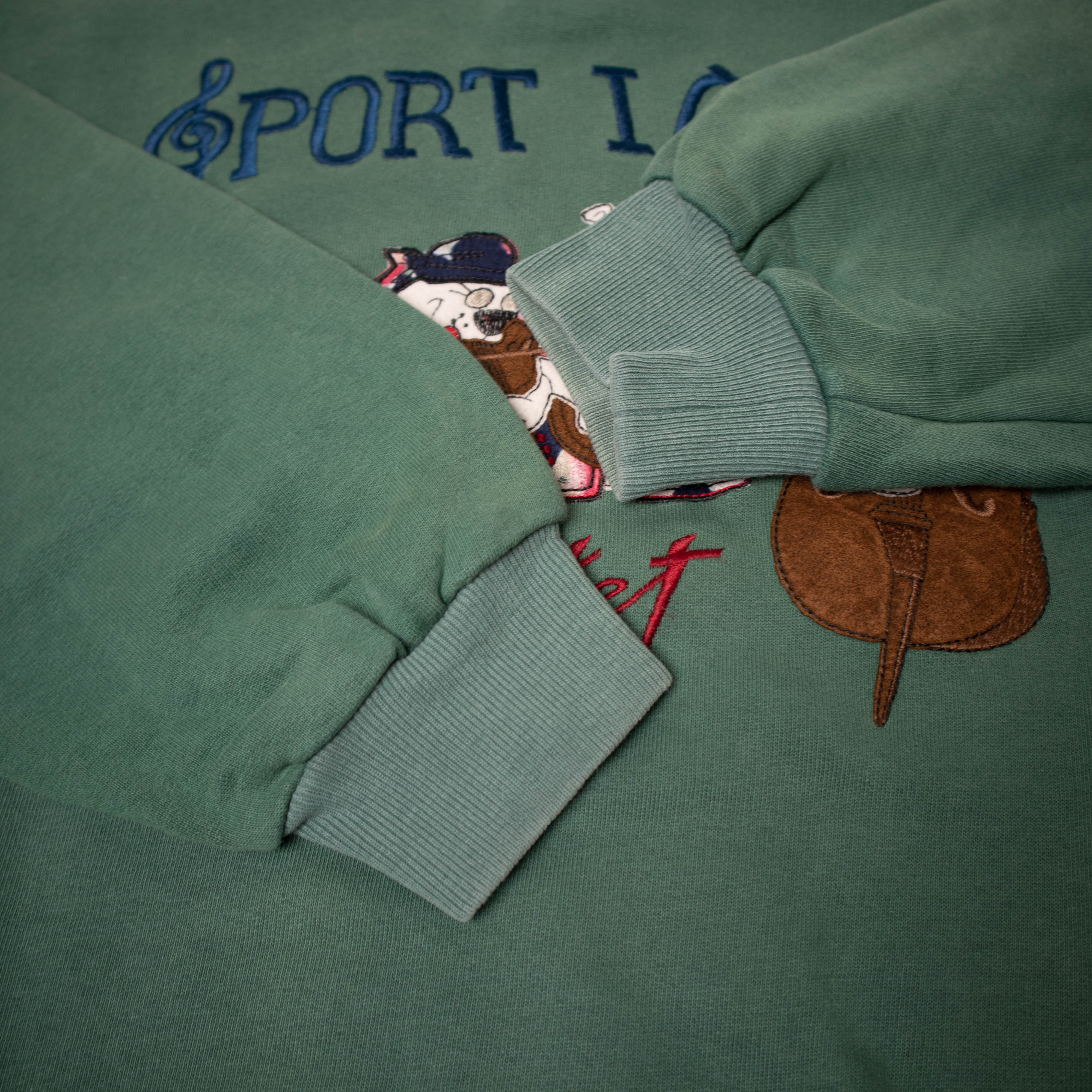 Vintage 80s 90s dark green embroidered Sweatshirt - Size L