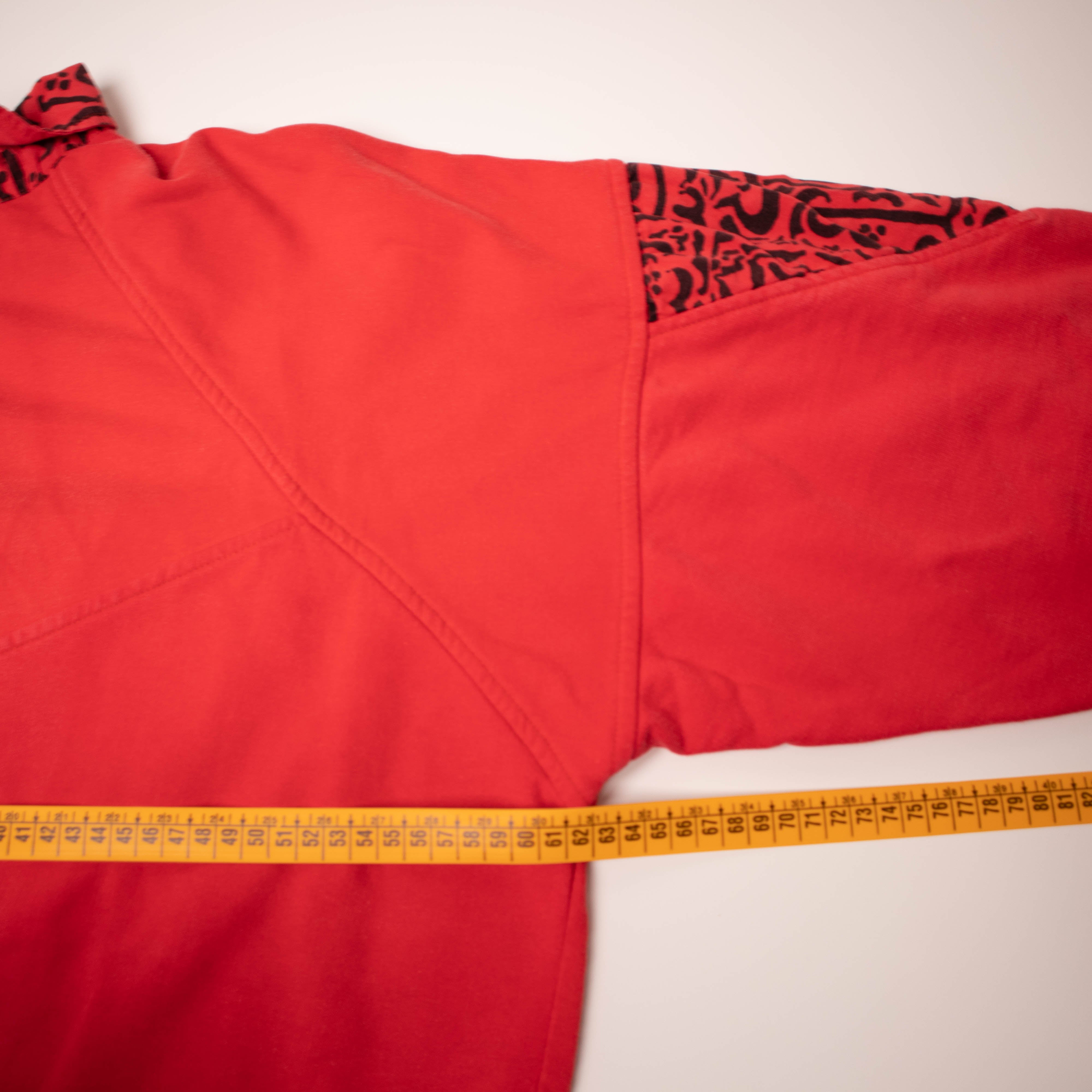 Vintage 80s 90s red abstract buttoned Sweatshirt - Size L/XL