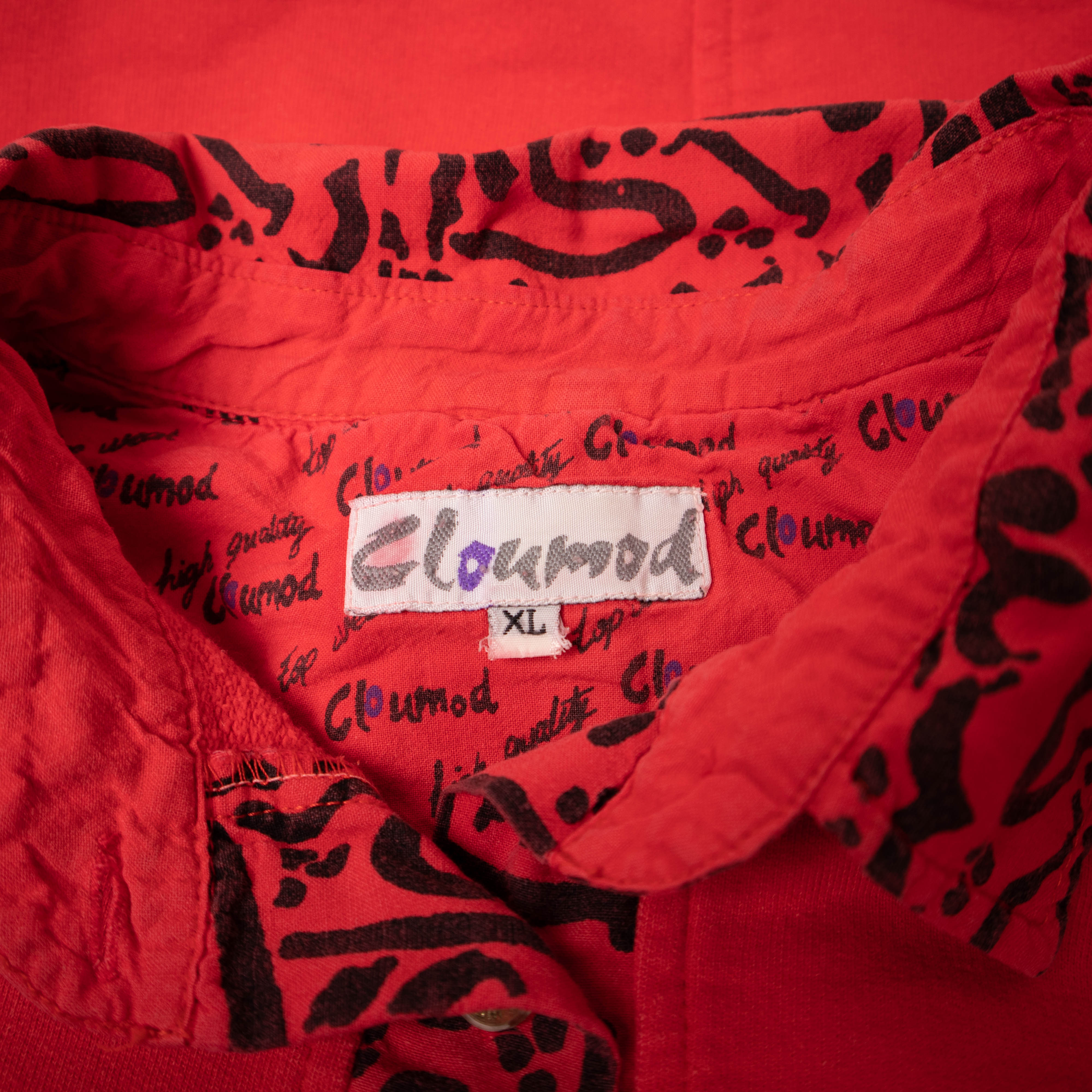 Vintage 80s 90s red abstract buttoned Sweatshirt - Size L/XL