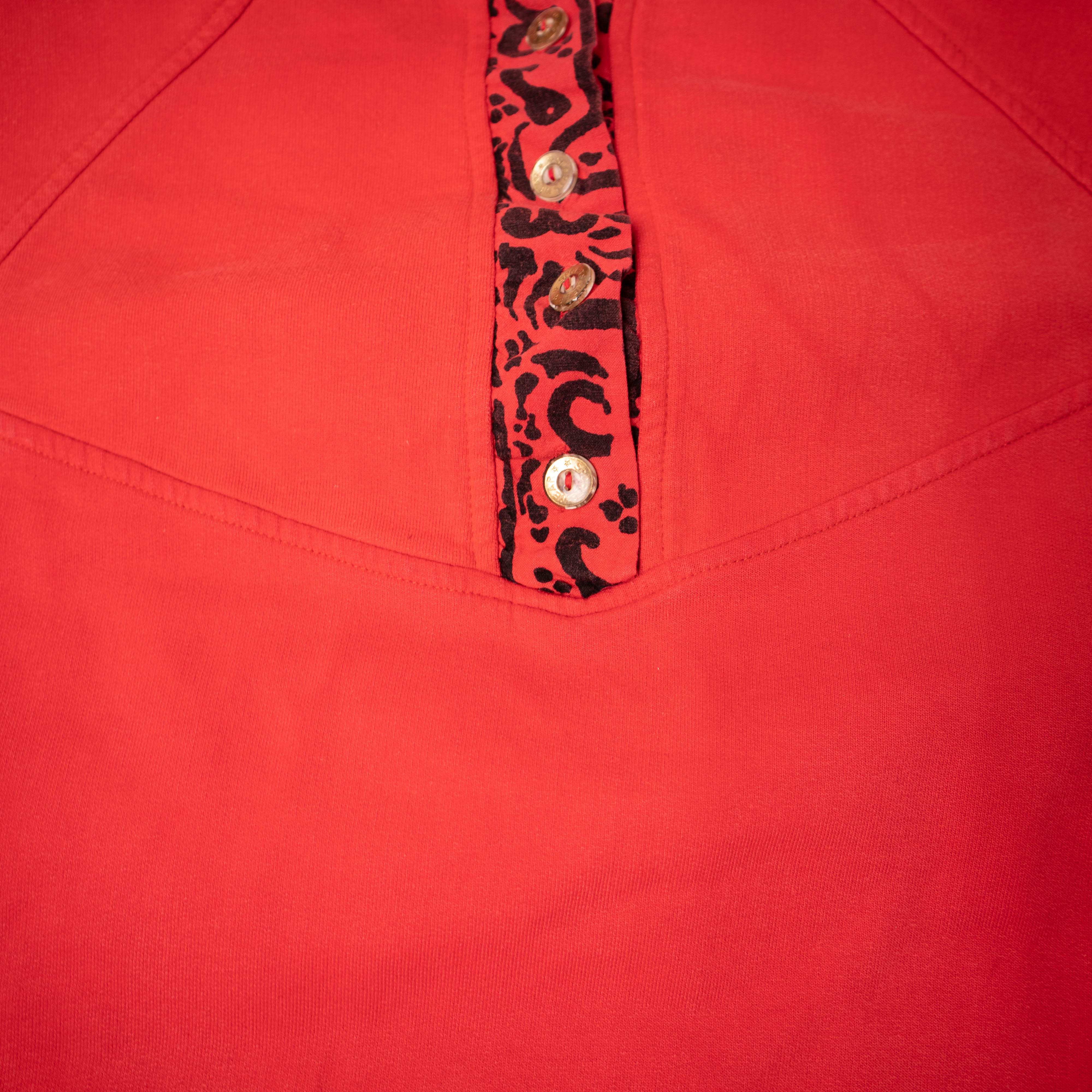 Vintage 80s 90s red abstract buttoned Sweatshirt - Size L/XL