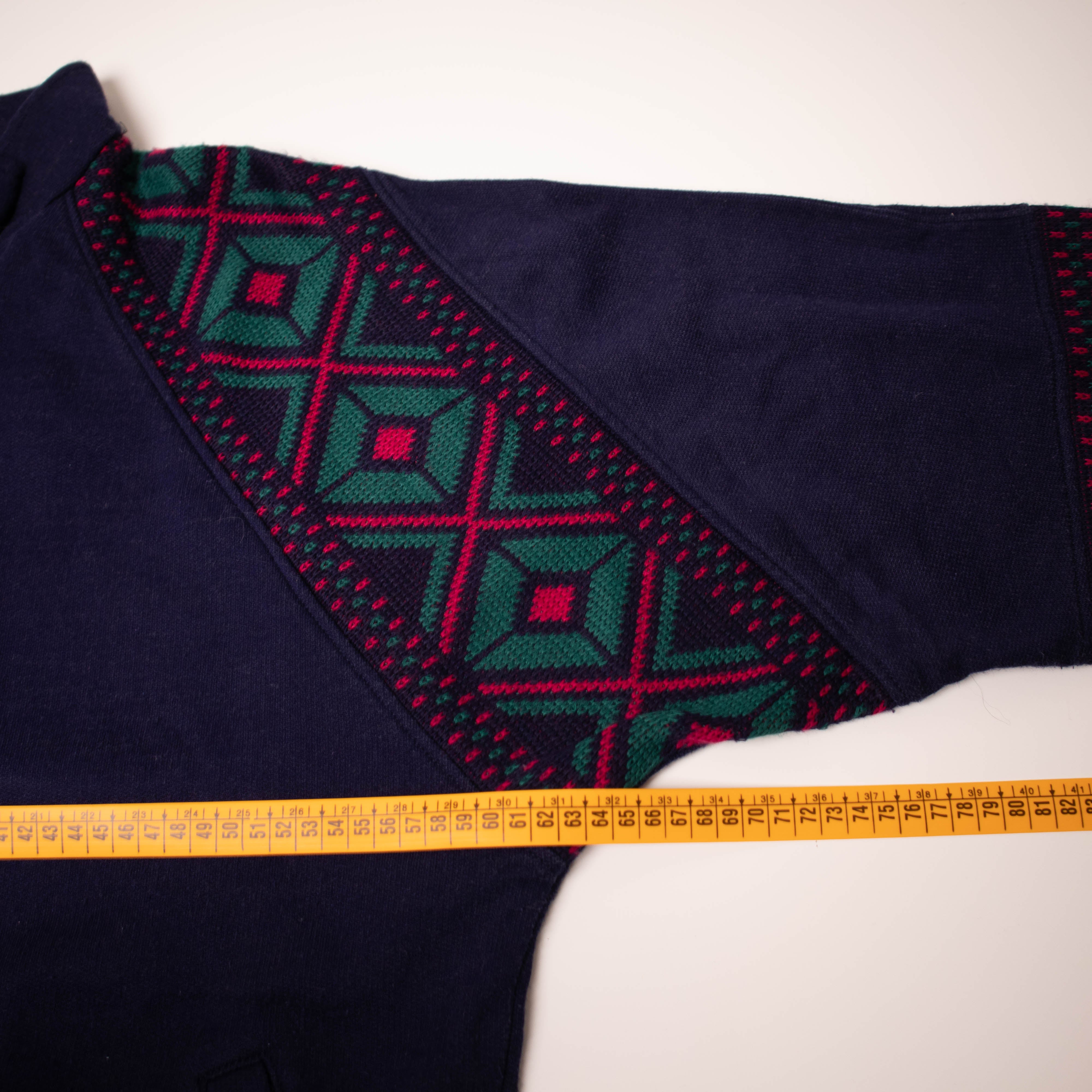 Vintage 80s 90s navy abstract full zip Sweatshirt - Size L/XL