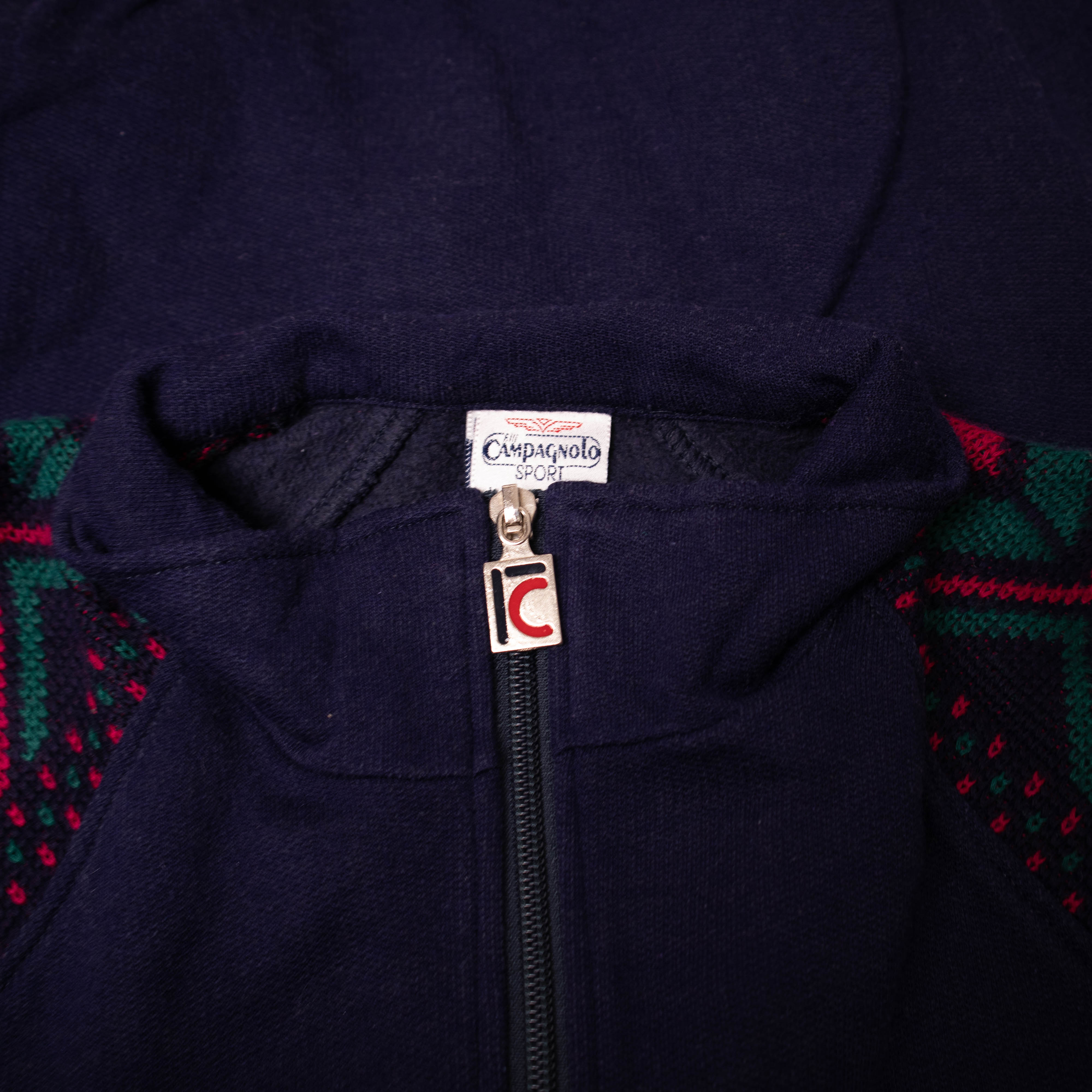 Vintage 80s 90s navy abstract full zip Sweatshirt - Size L/XL