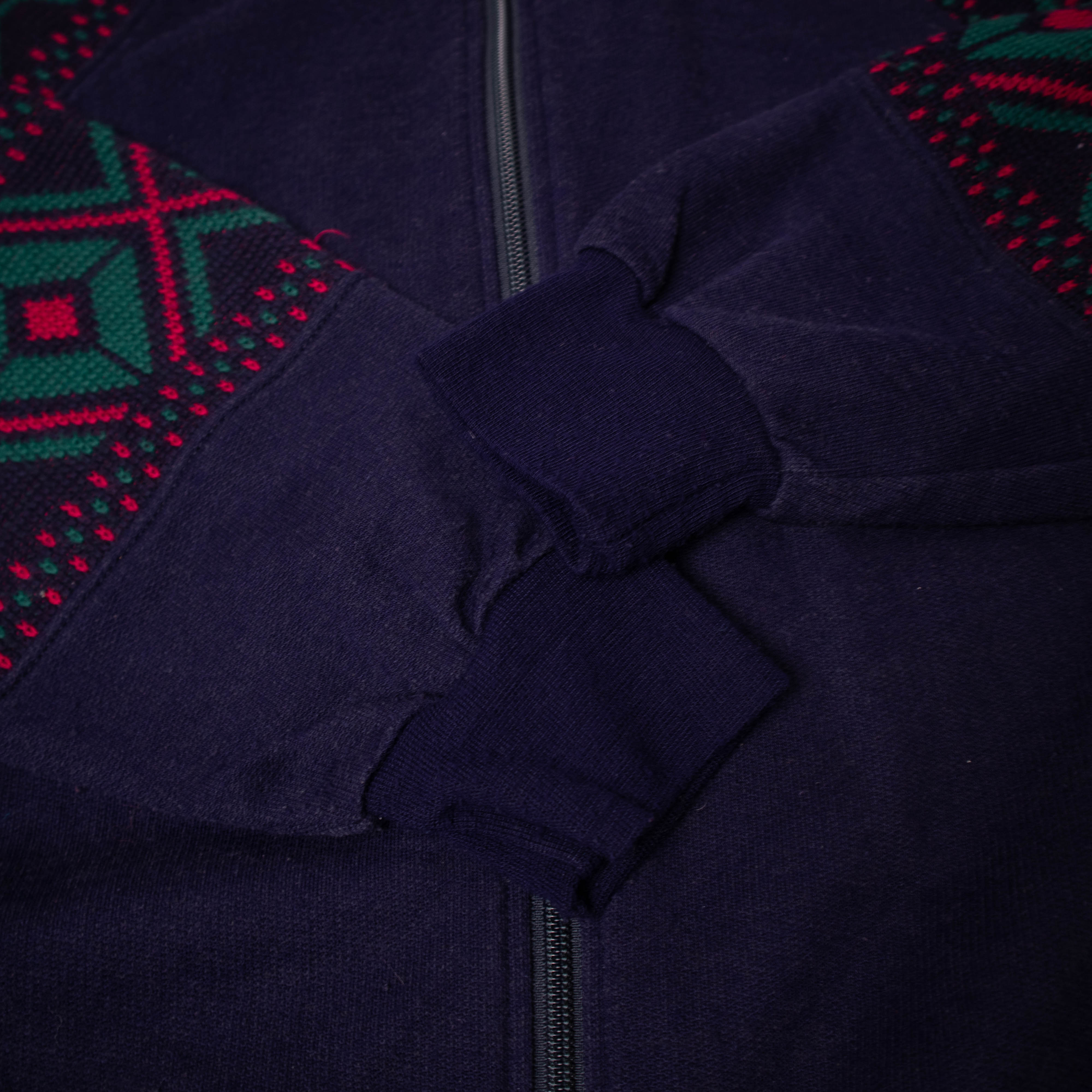Vintage 80s 90s navy abstract full zip Sweatshirt - Size L/XL