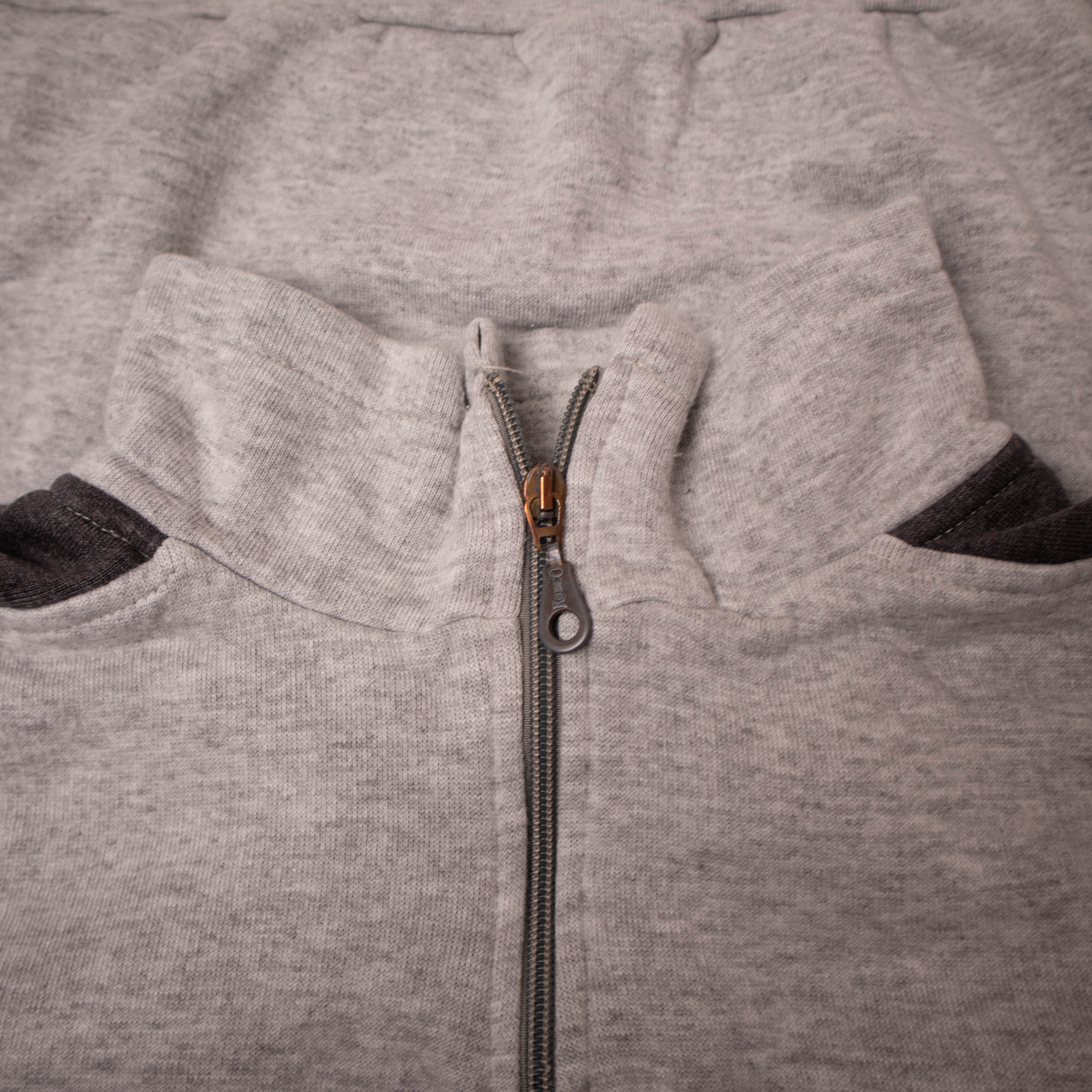 Vintage 80s 90s grey quarter zip embroidered Sweatshirt - Size L