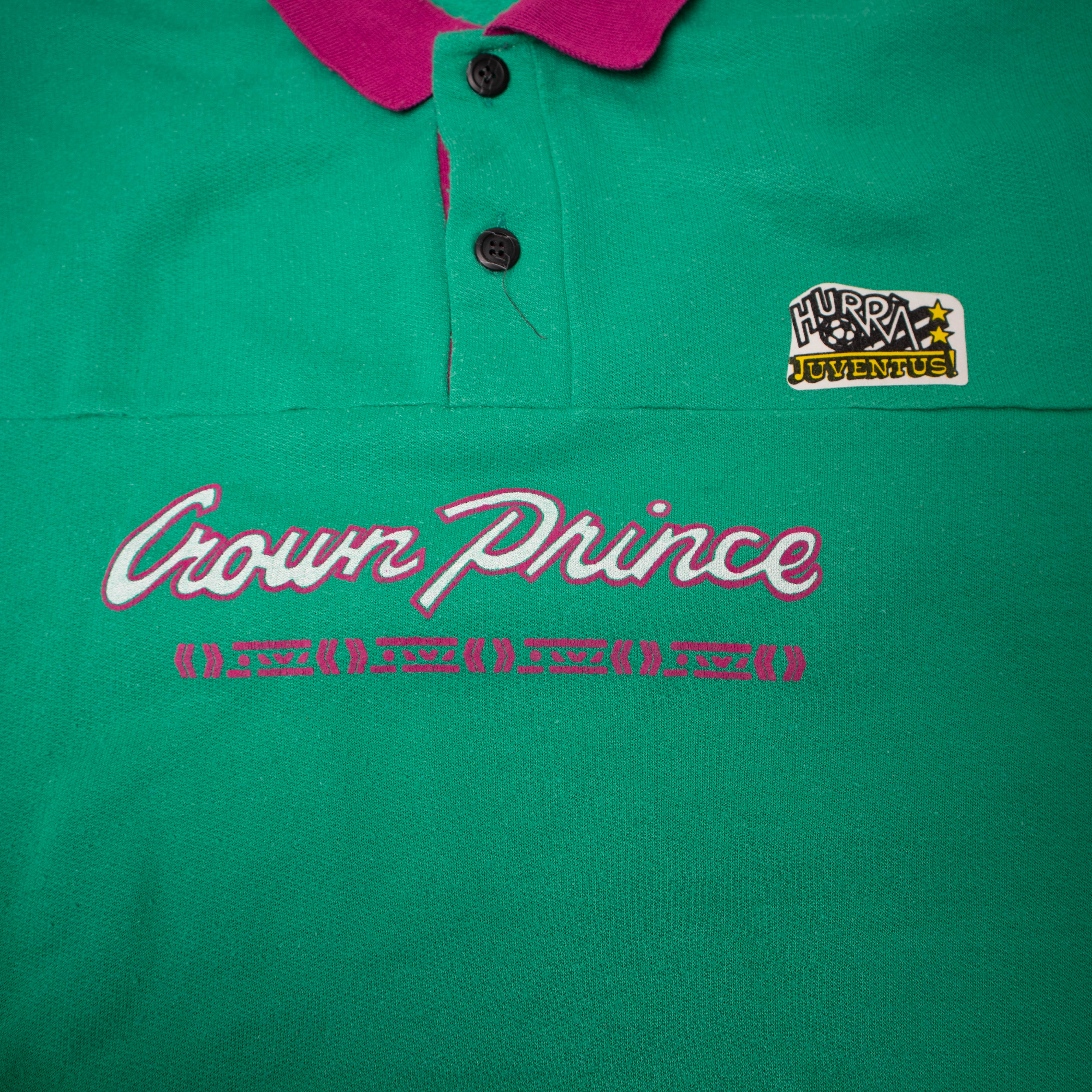 Vintage 80s 90s green printed buttoned Sweatshirt - Size L