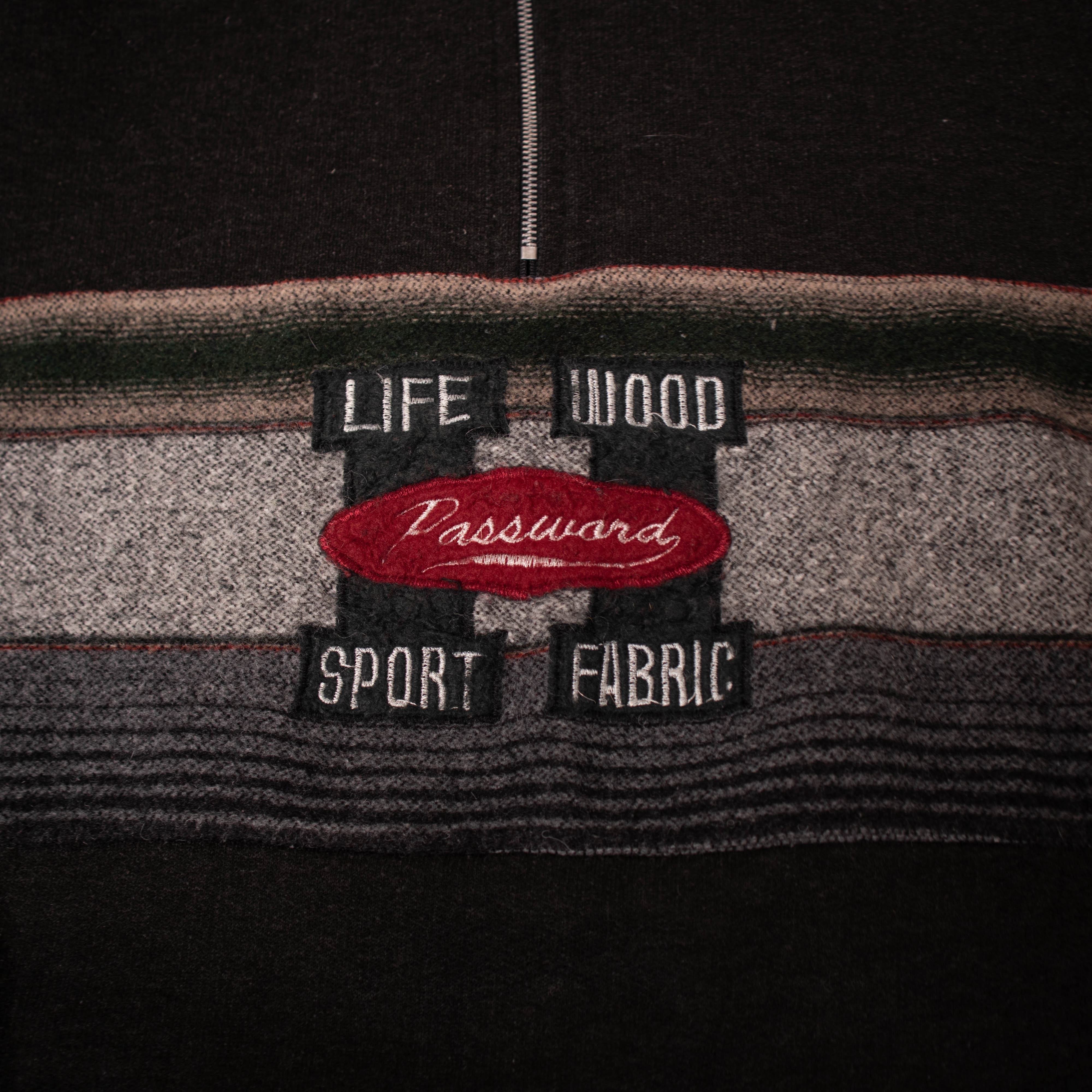 Vintage 80s 90s dark grey zip embroidered Sweatshirt - Size M