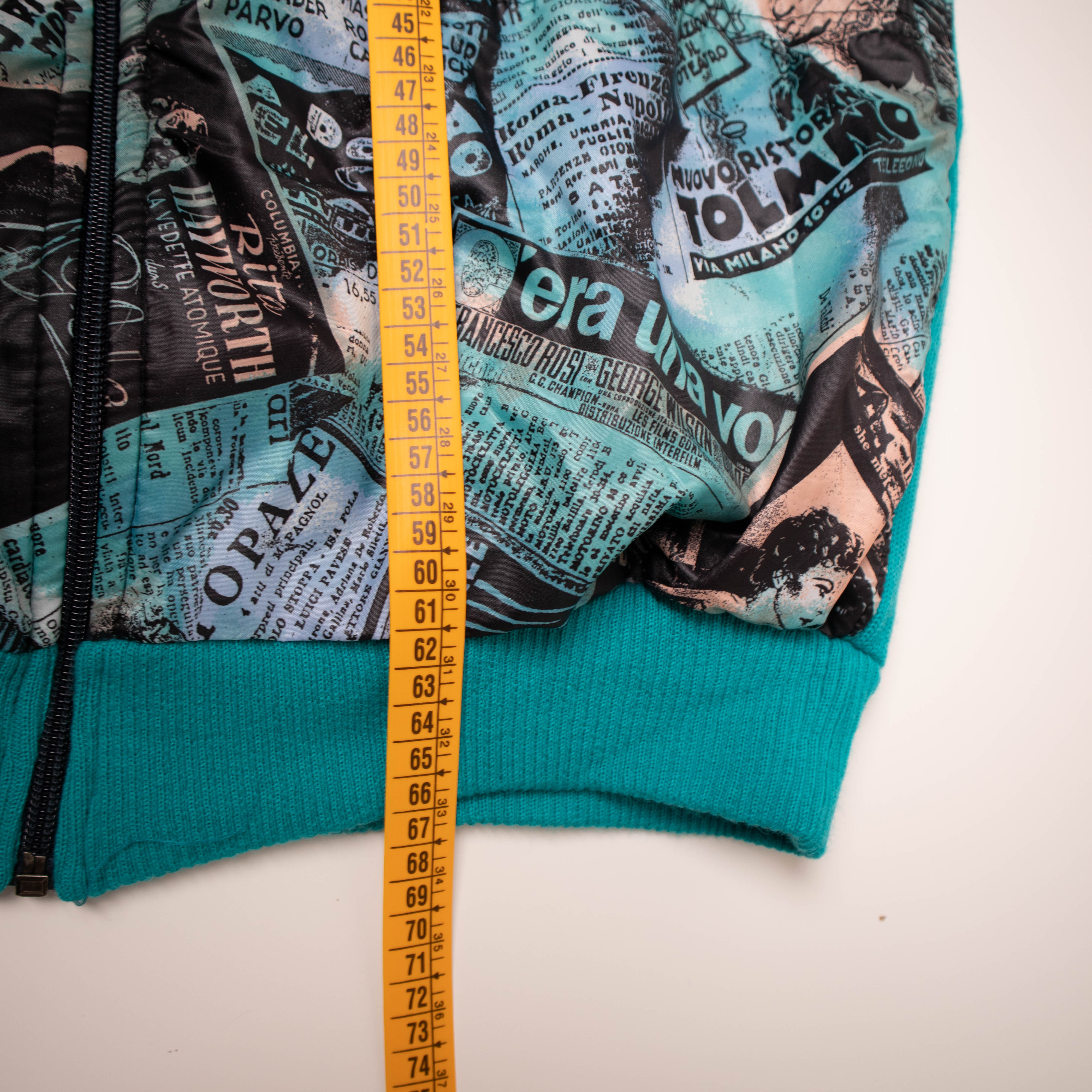 Vintage 80s 90s abstract green 80% wool full zip Sweatshirt - Size L