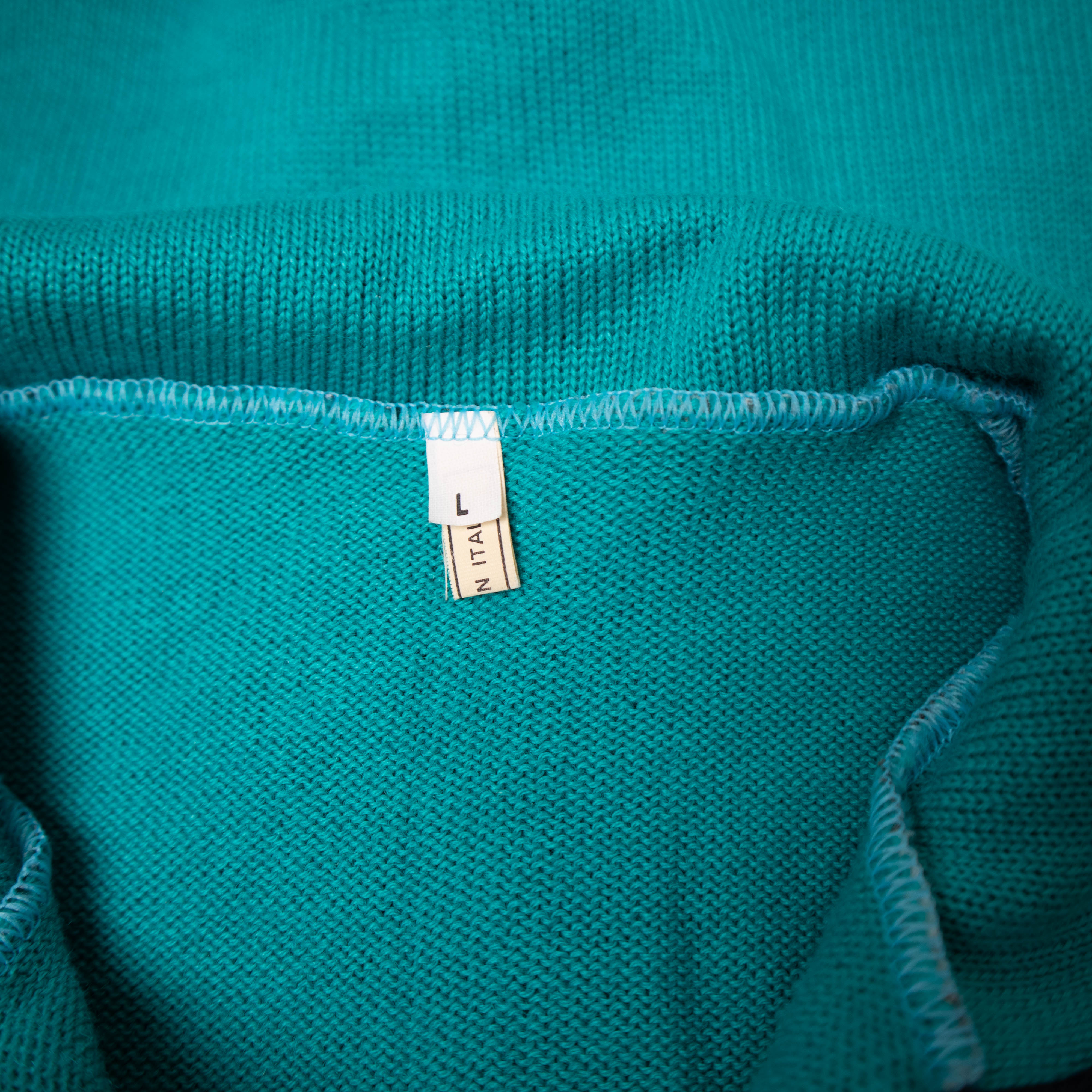 Vintage 80s 90s abstract green 80% wool full zip Sweatshirt - Size L