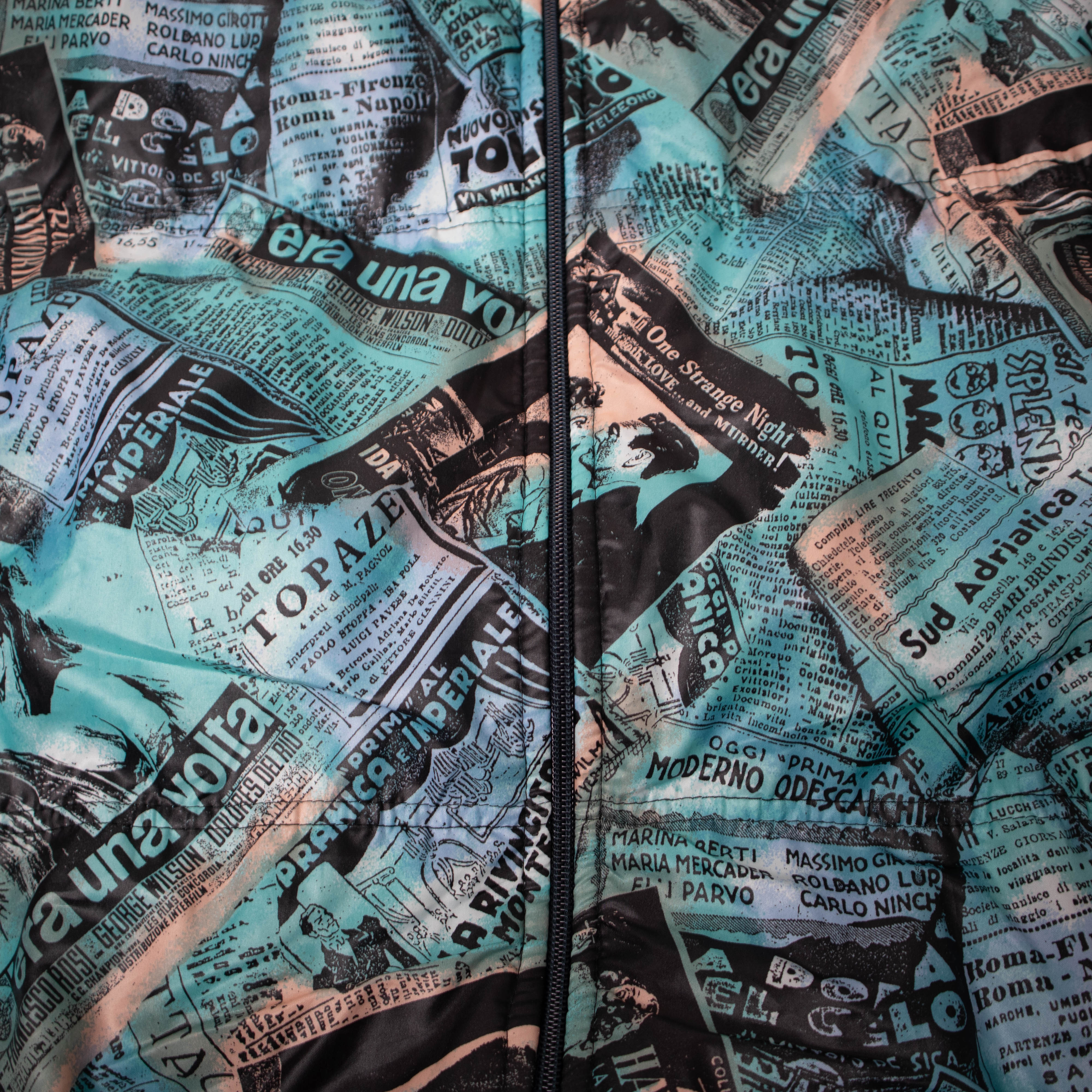 Vintage 80s 90s abstract green 80% wool full zip Sweatshirt - Size L