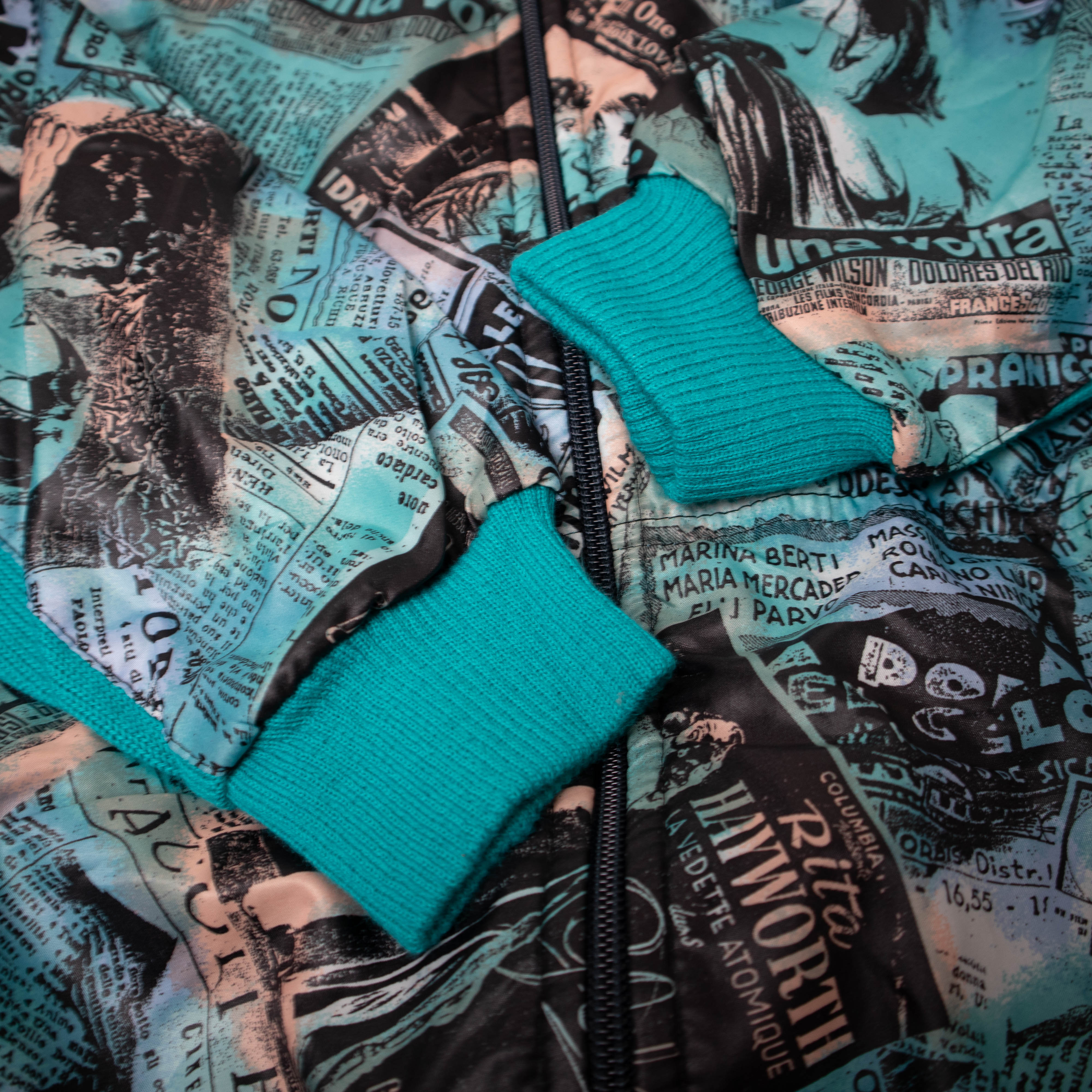 Vintage 80s 90s abstract green 80% wool full zip Sweatshirt - Size L