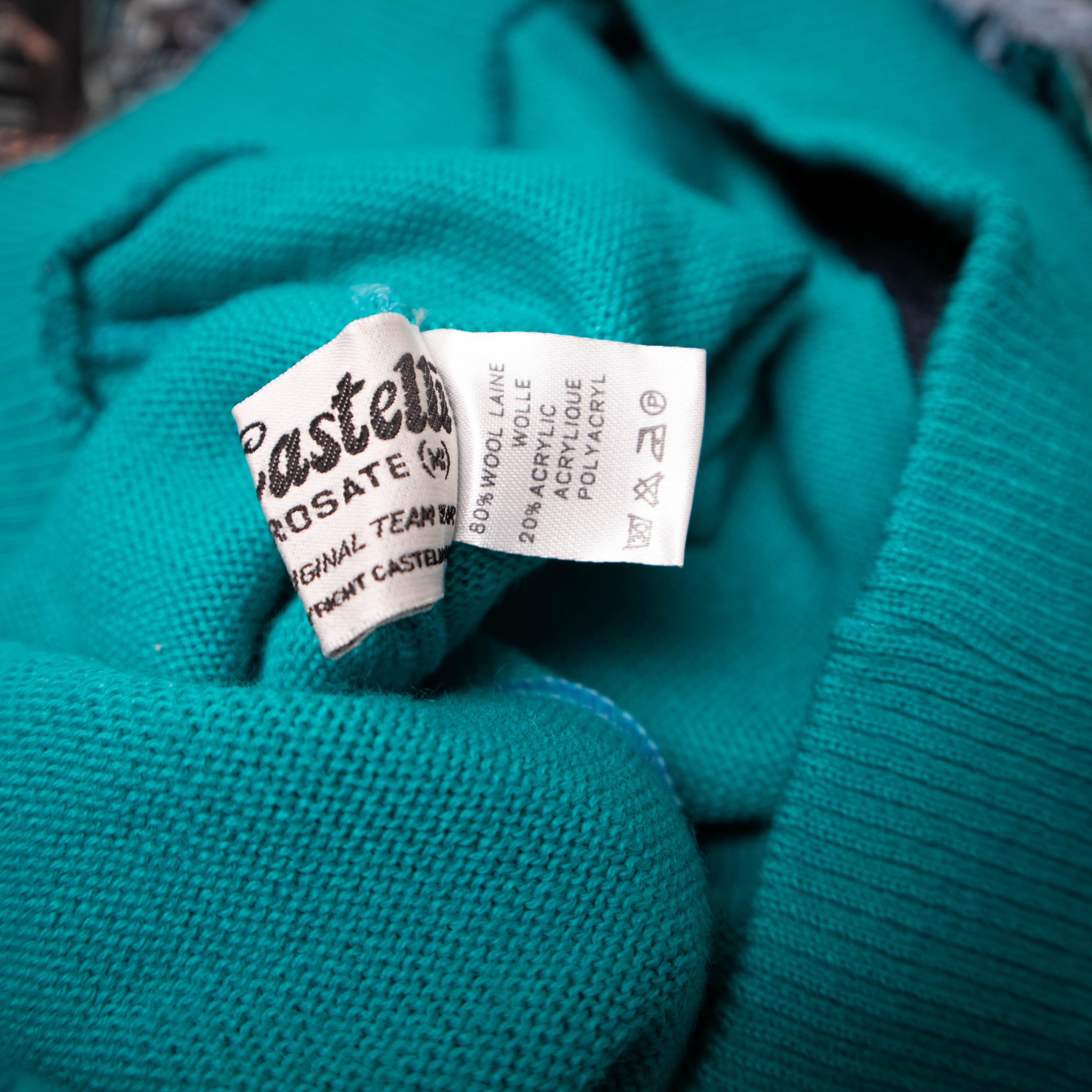 Vintage 80s 90s abstract green 80% wool full zip Sweatshirt - Size L