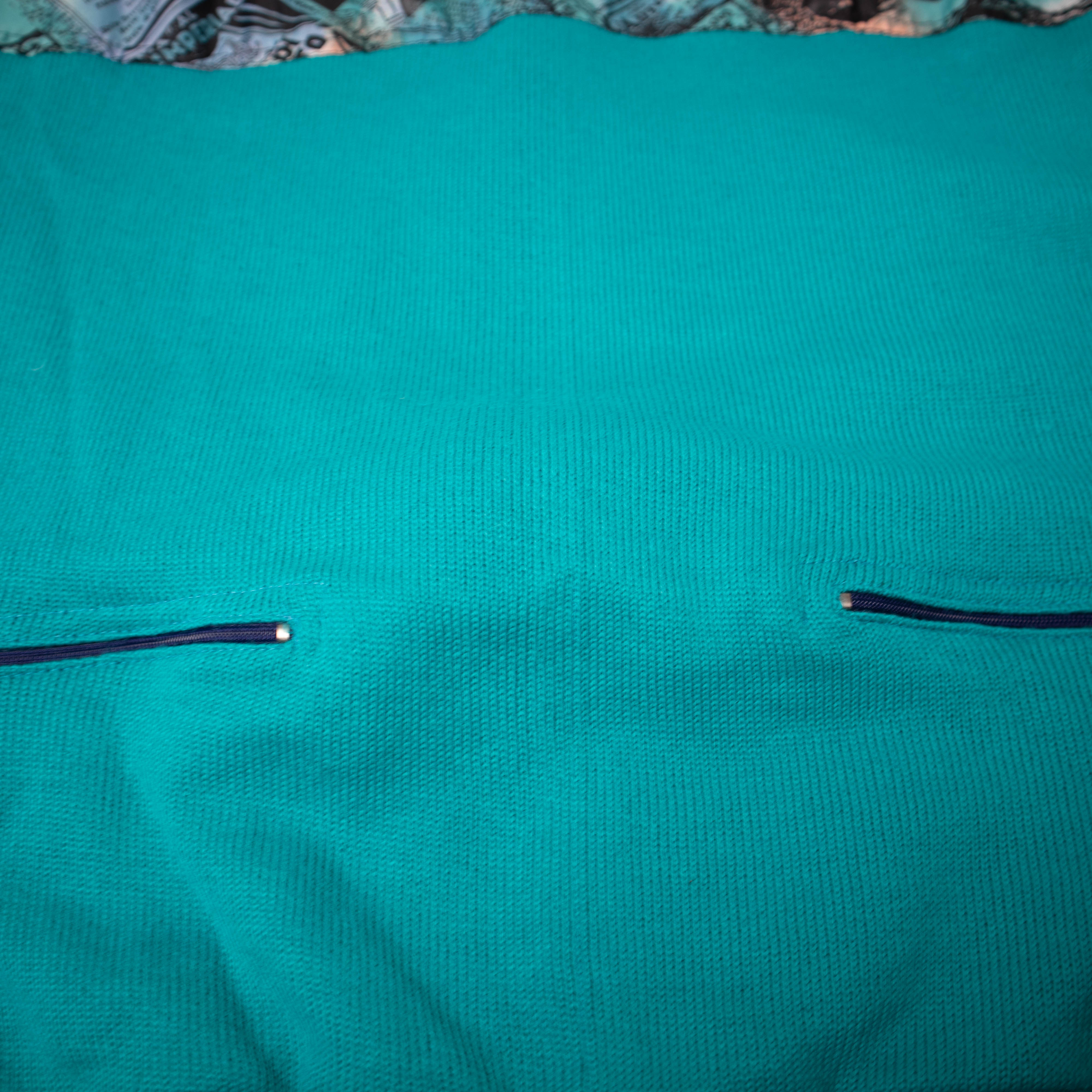 Vintage 80s 90s abstract green 80% wool full zip Sweatshirt - Size L