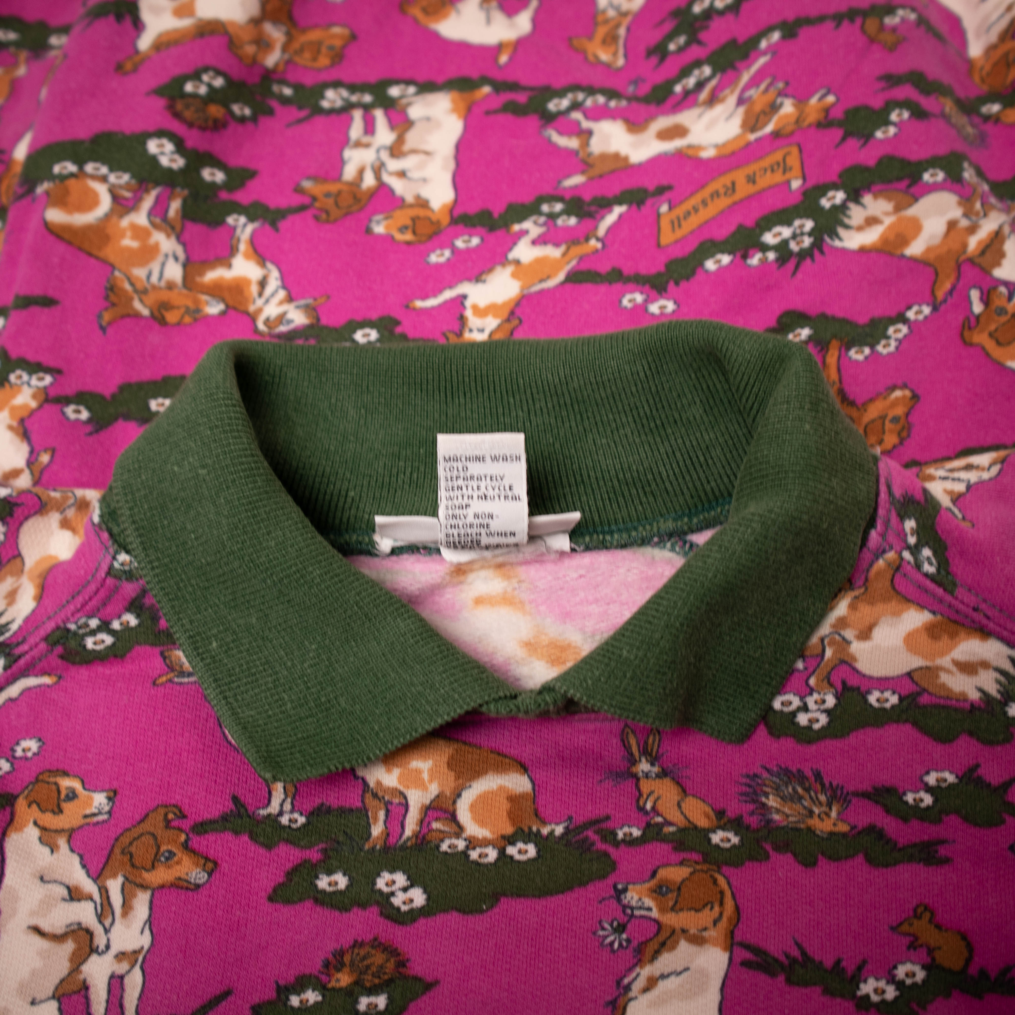 Vintage 80s 90s Jack Russell pink and white Sweatshirt - Size M/L