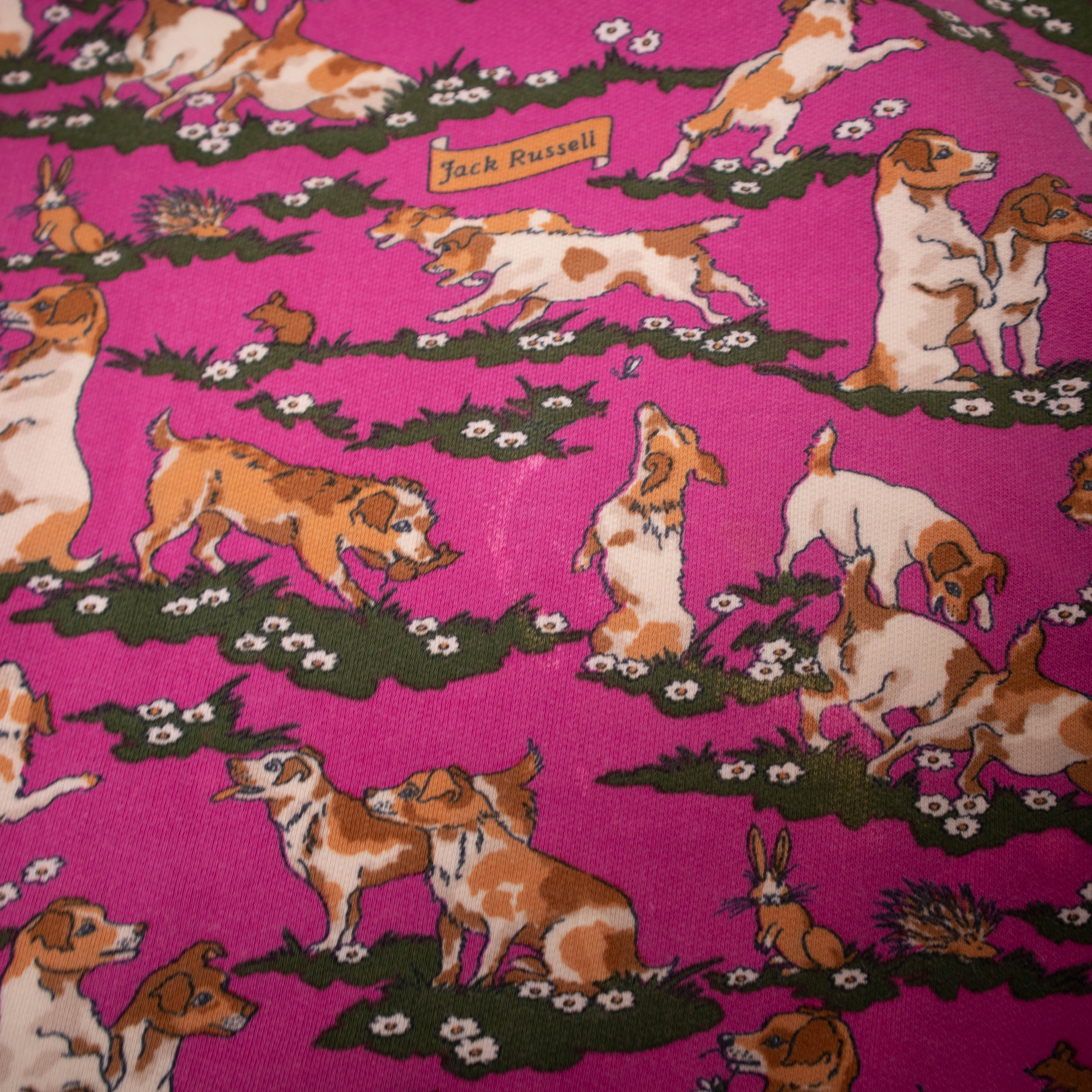 Vintage 80s 90s Jack Russell pink and white Sweatshirt - Size M/L