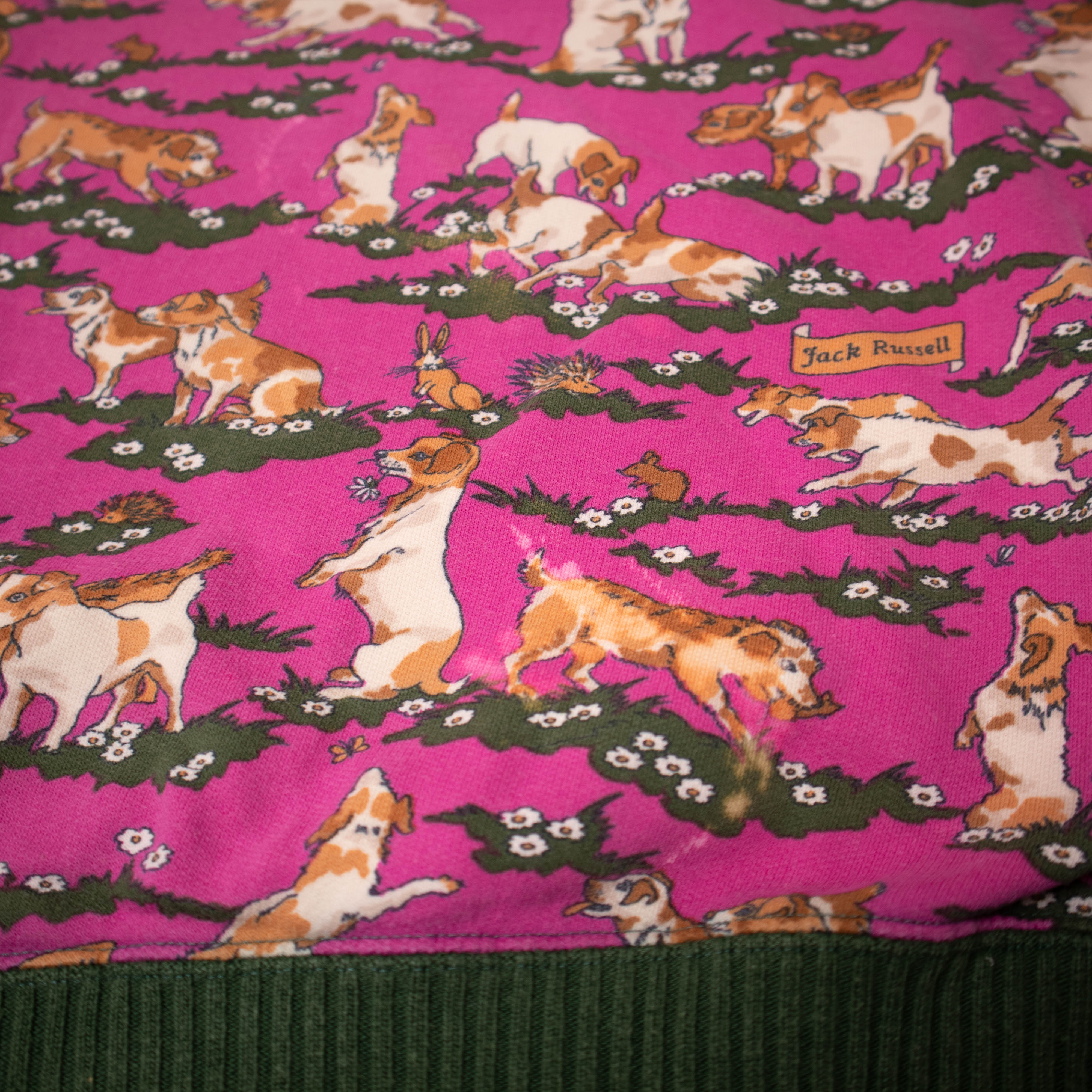 Vintage 80s 90s Jack Russell pink and white Sweatshirt - Size M/L