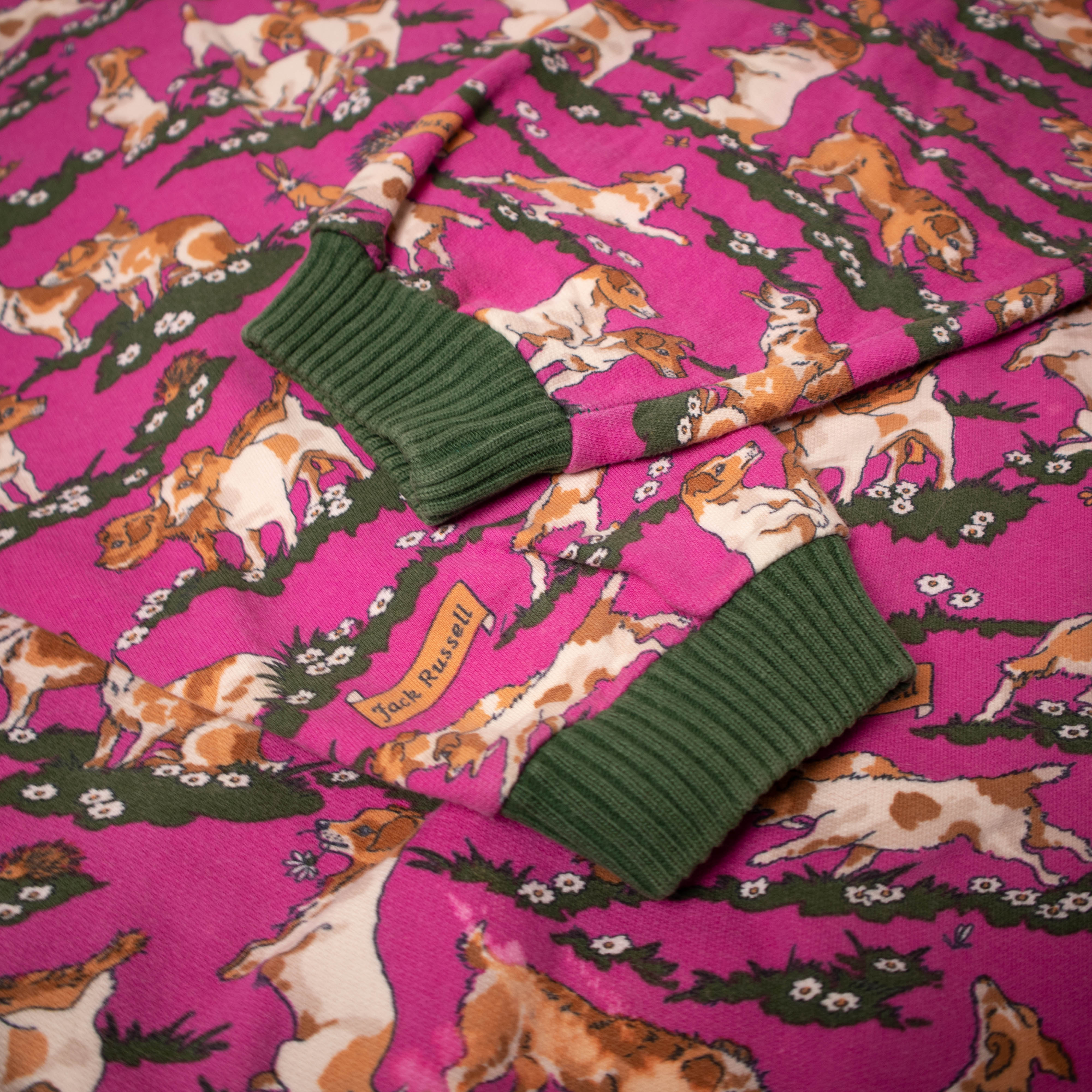 Vintage 80s 90s Jack Russell pink and white Sweatshirt - Size M/L