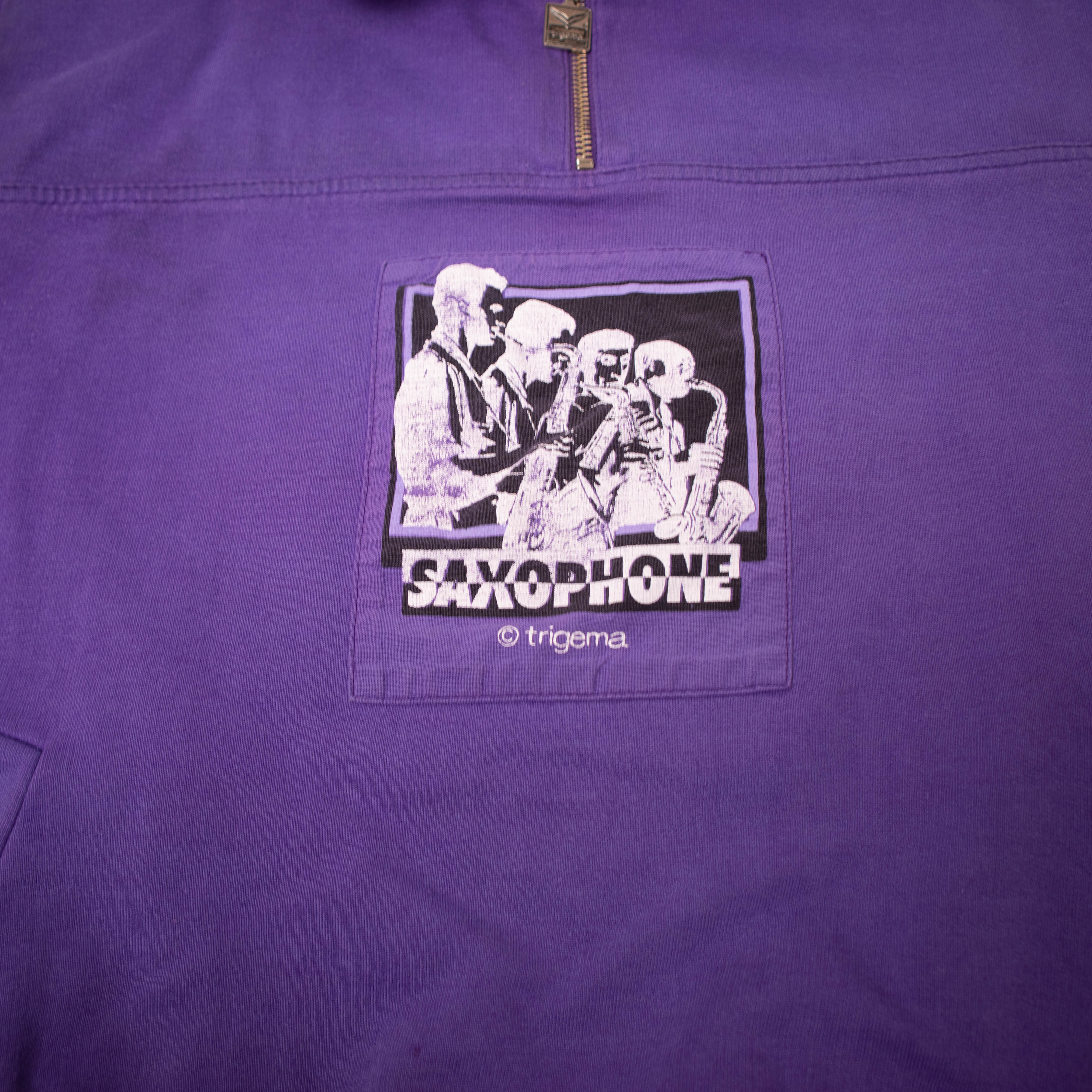 Vintage 80s 90s purple faded printed zip Sweatshirt - Size S