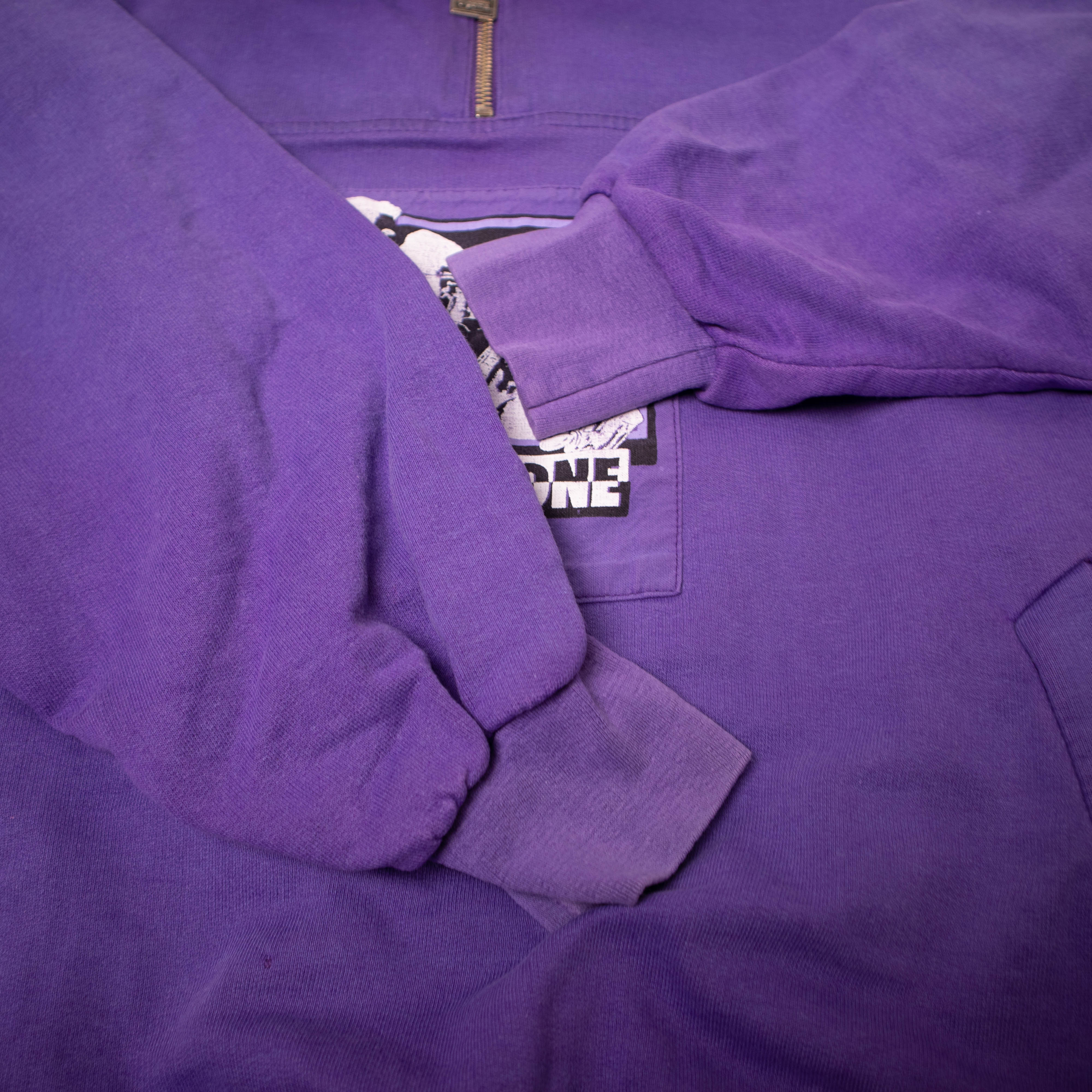 Vintage 80s 90s purple faded printed zip Sweatshirt - Size S