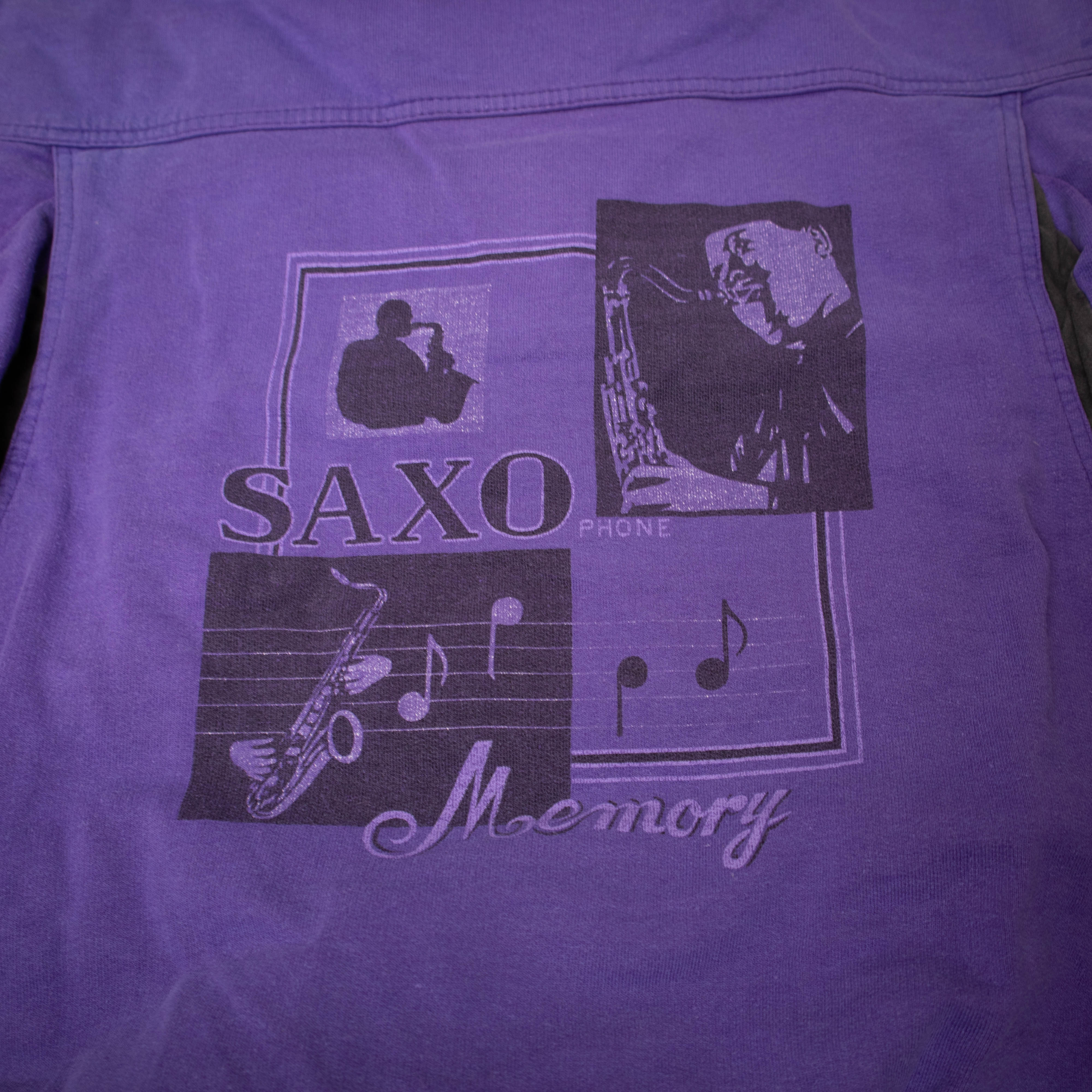 Vintage 80s 90s purple faded printed zip Sweatshirt - Size S