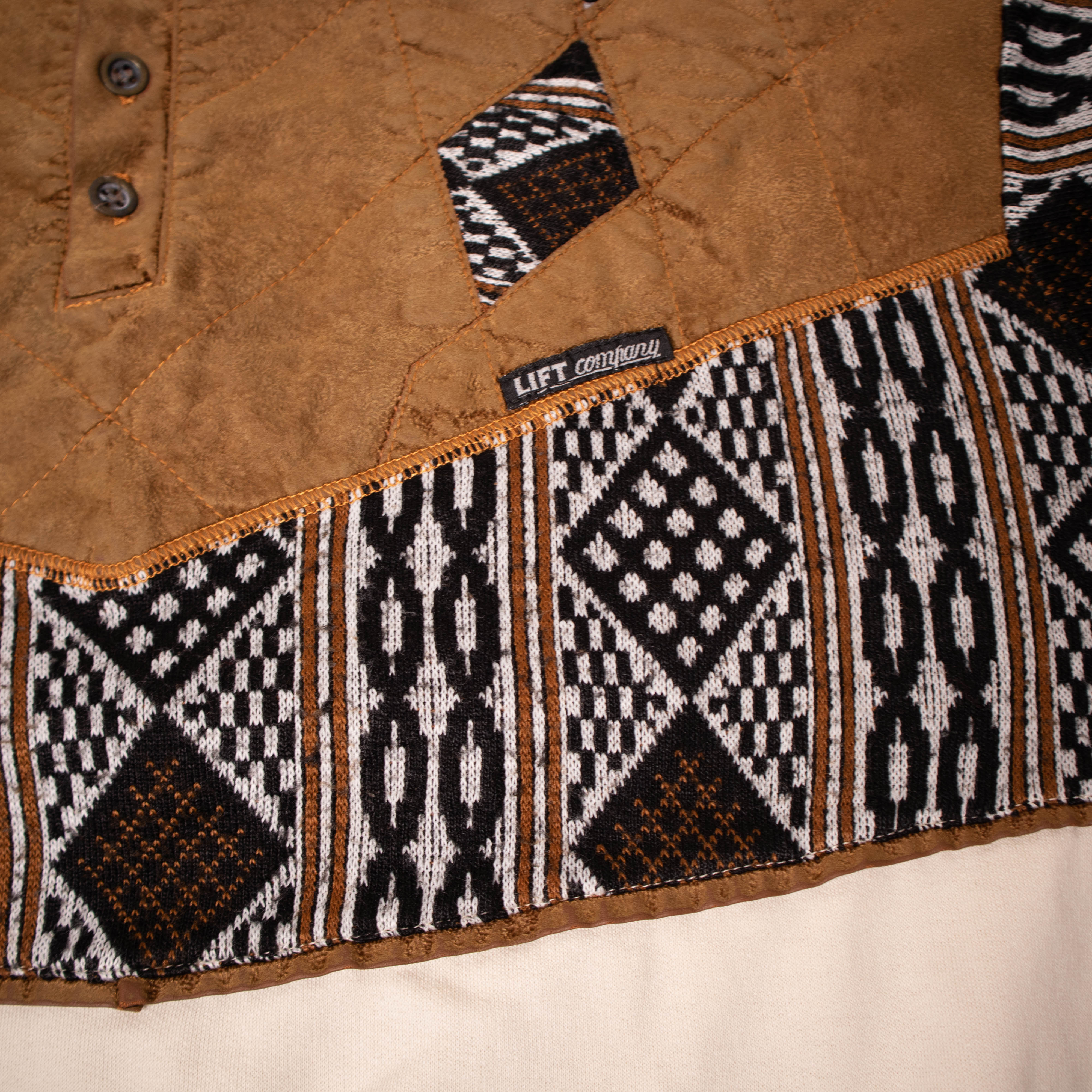 Vintage 80s 90s brown and white aztec pattern buttoned Sweatshirt - Size L/XL
