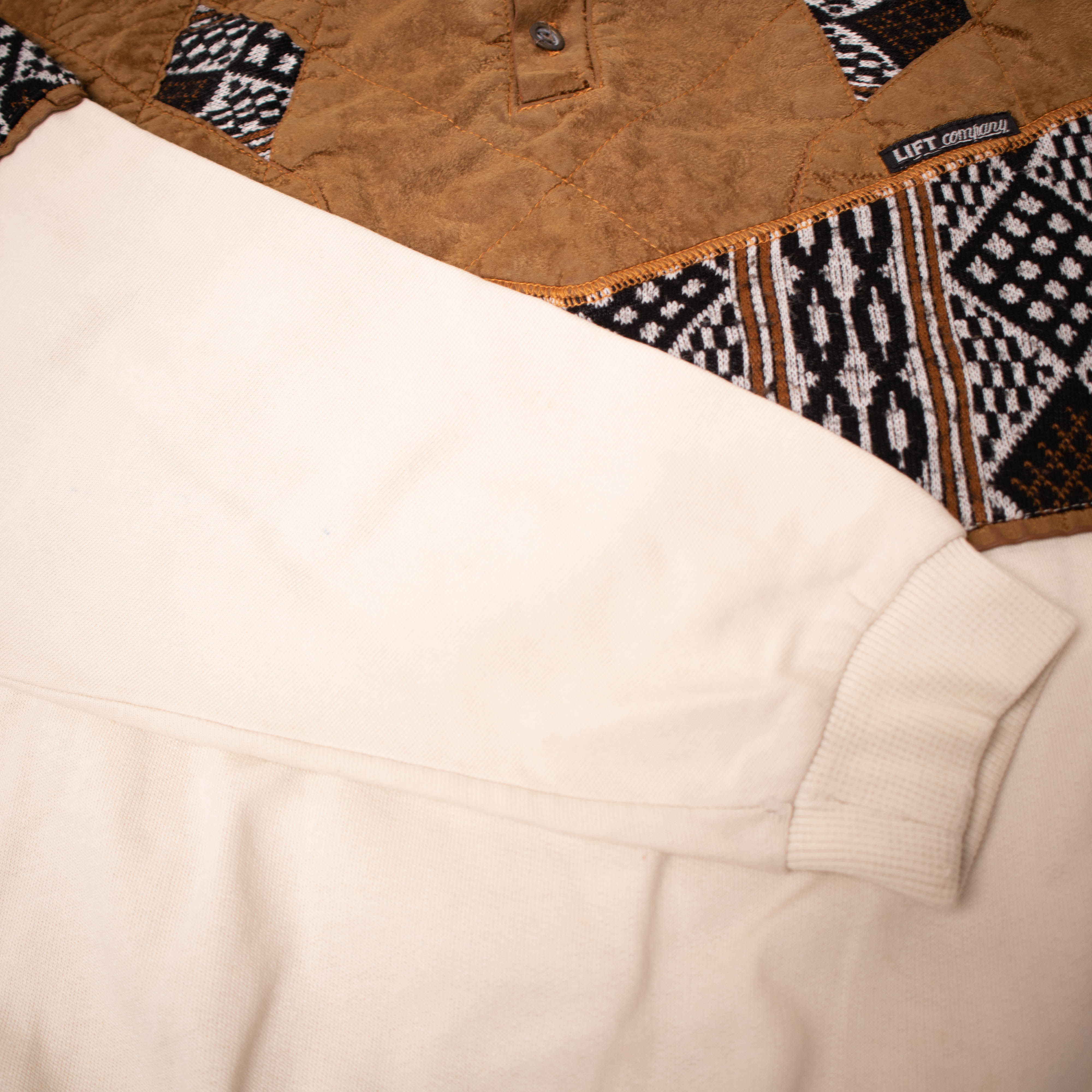 Vintage 80s 90s brown and white aztec pattern buttoned Sweatshirt - Size L/XL