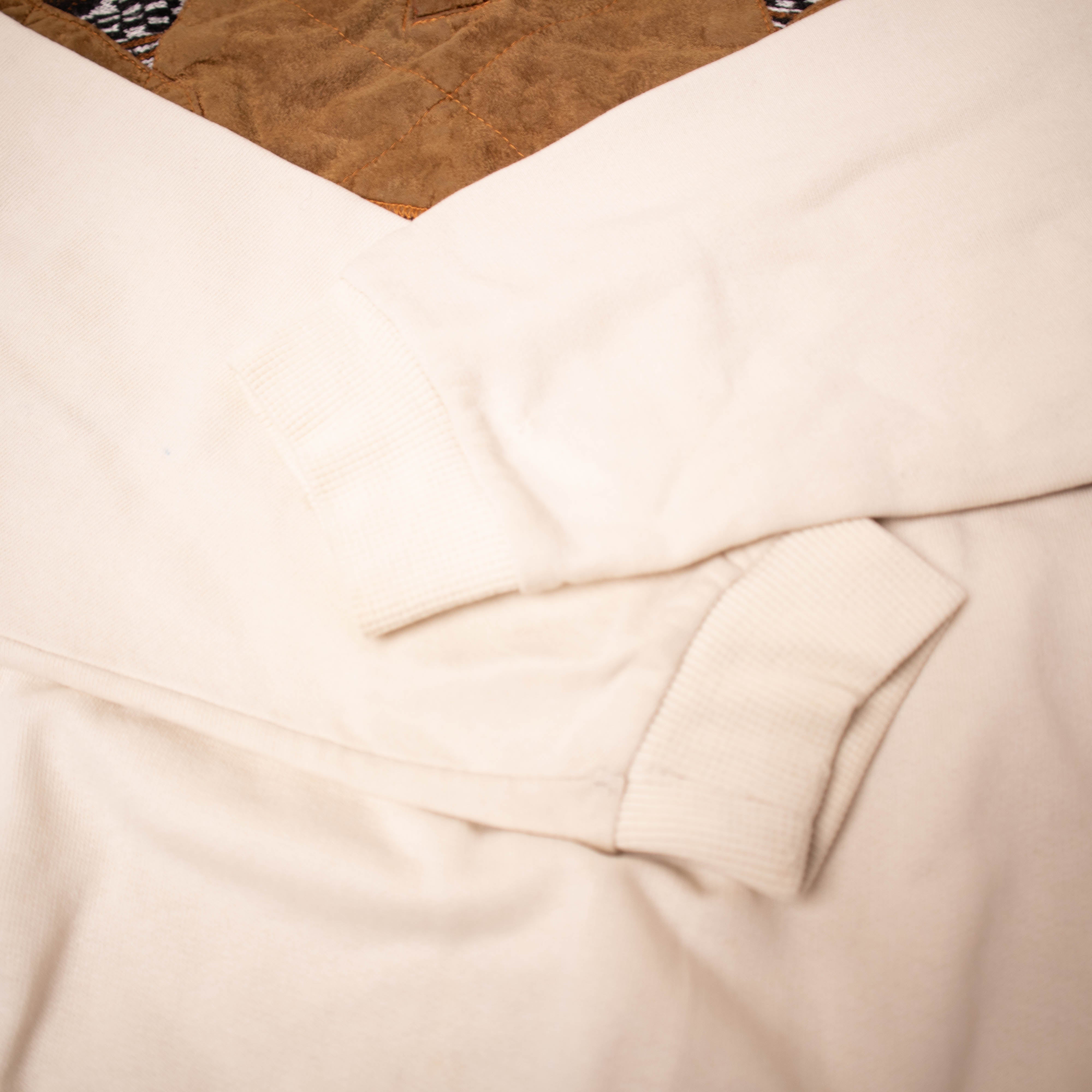 Vintage 80s 90s brown and white aztec pattern buttoned Sweatshirt - Size L/XL