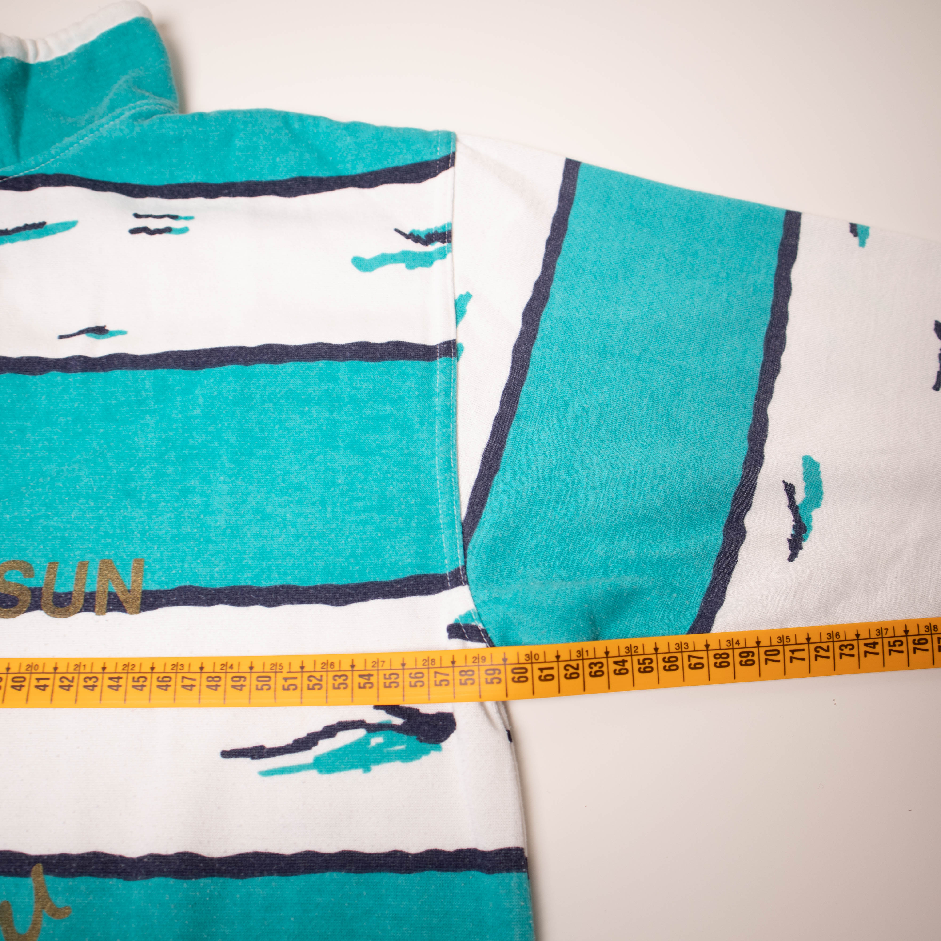 Vintage 80s 90s white and blue printed zip Sweatshirt - Size L