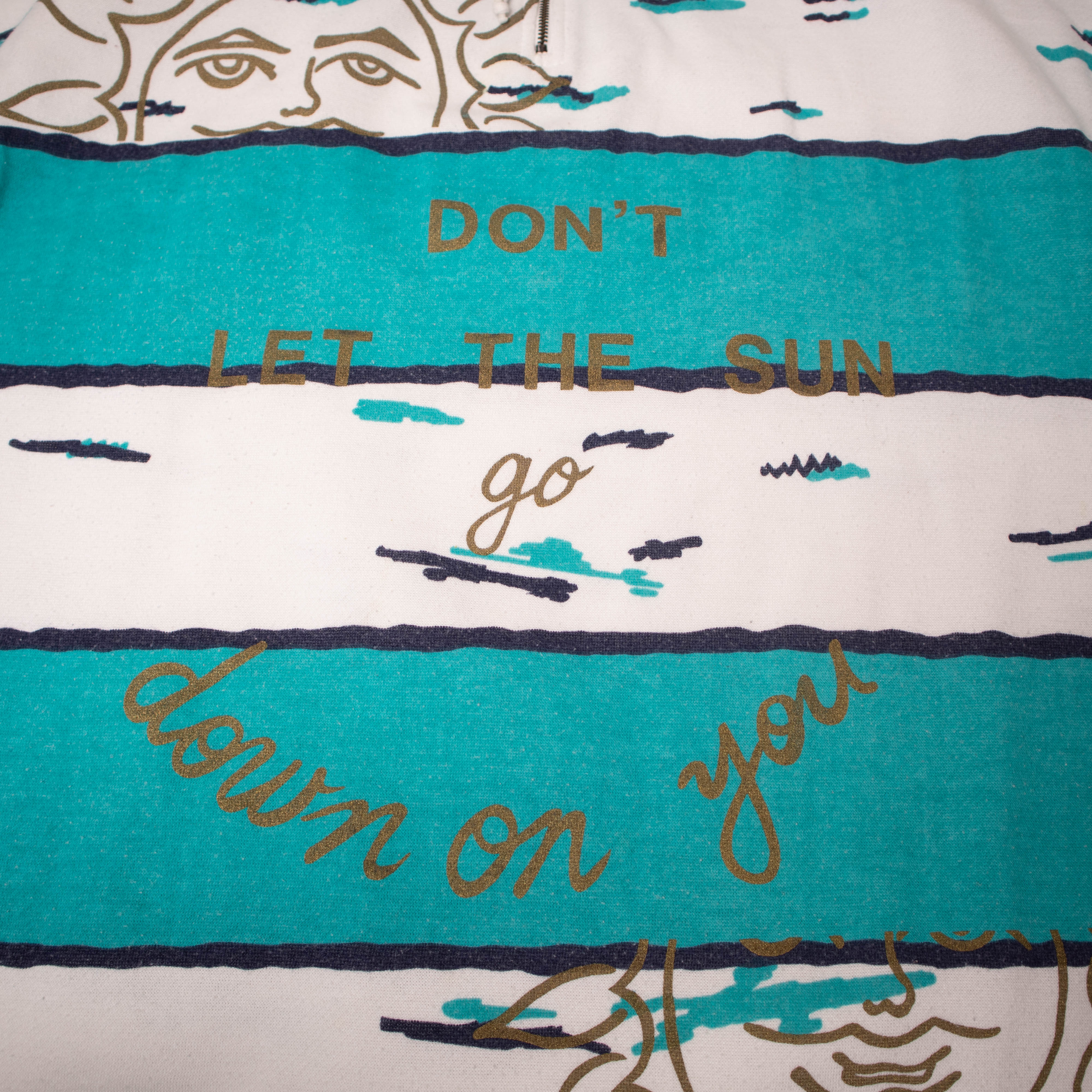 Vintage 80s 90s white and blue printed zip Sweatshirt - Size L