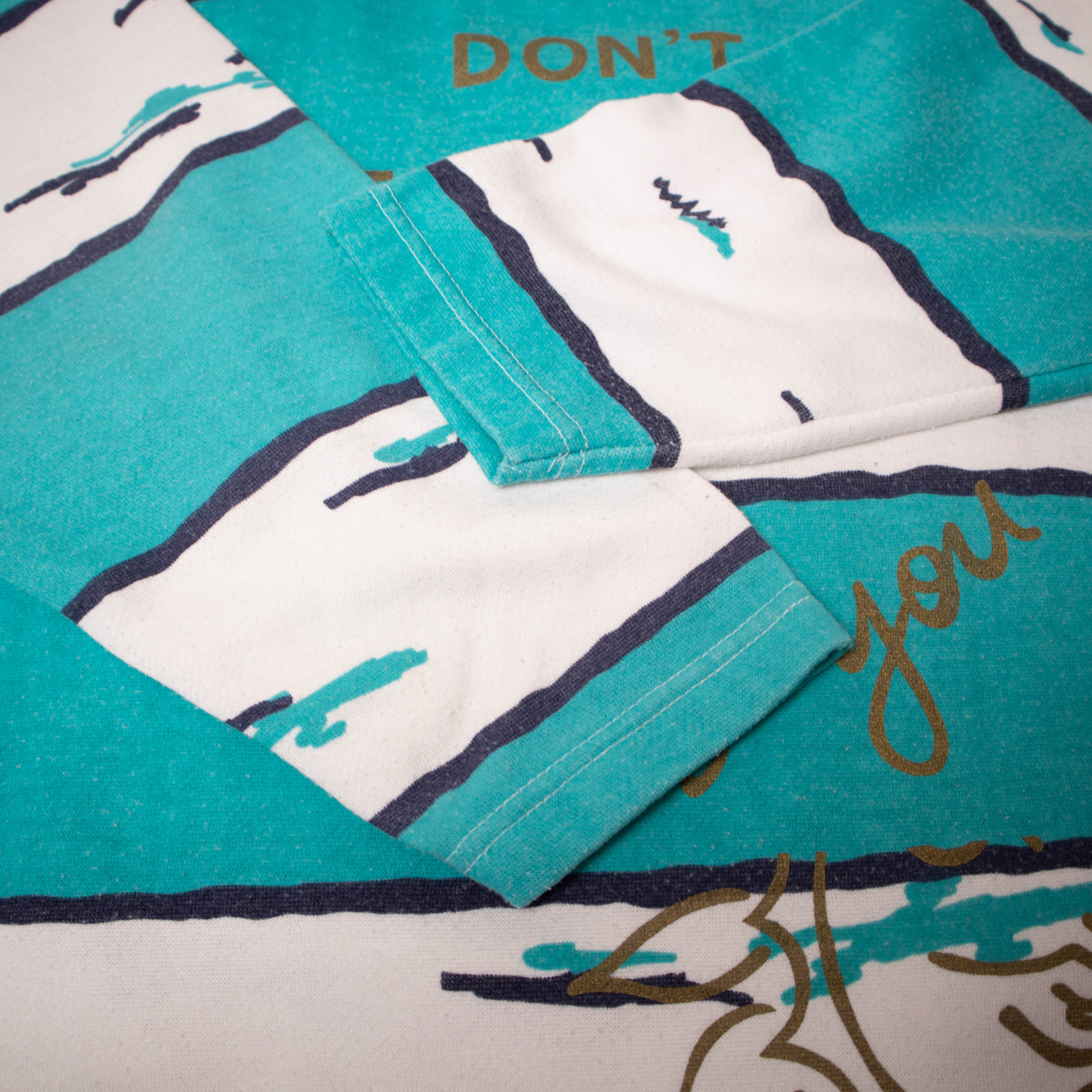 Vintage 80s 90s white and blue printed zip Sweatshirt - Size L