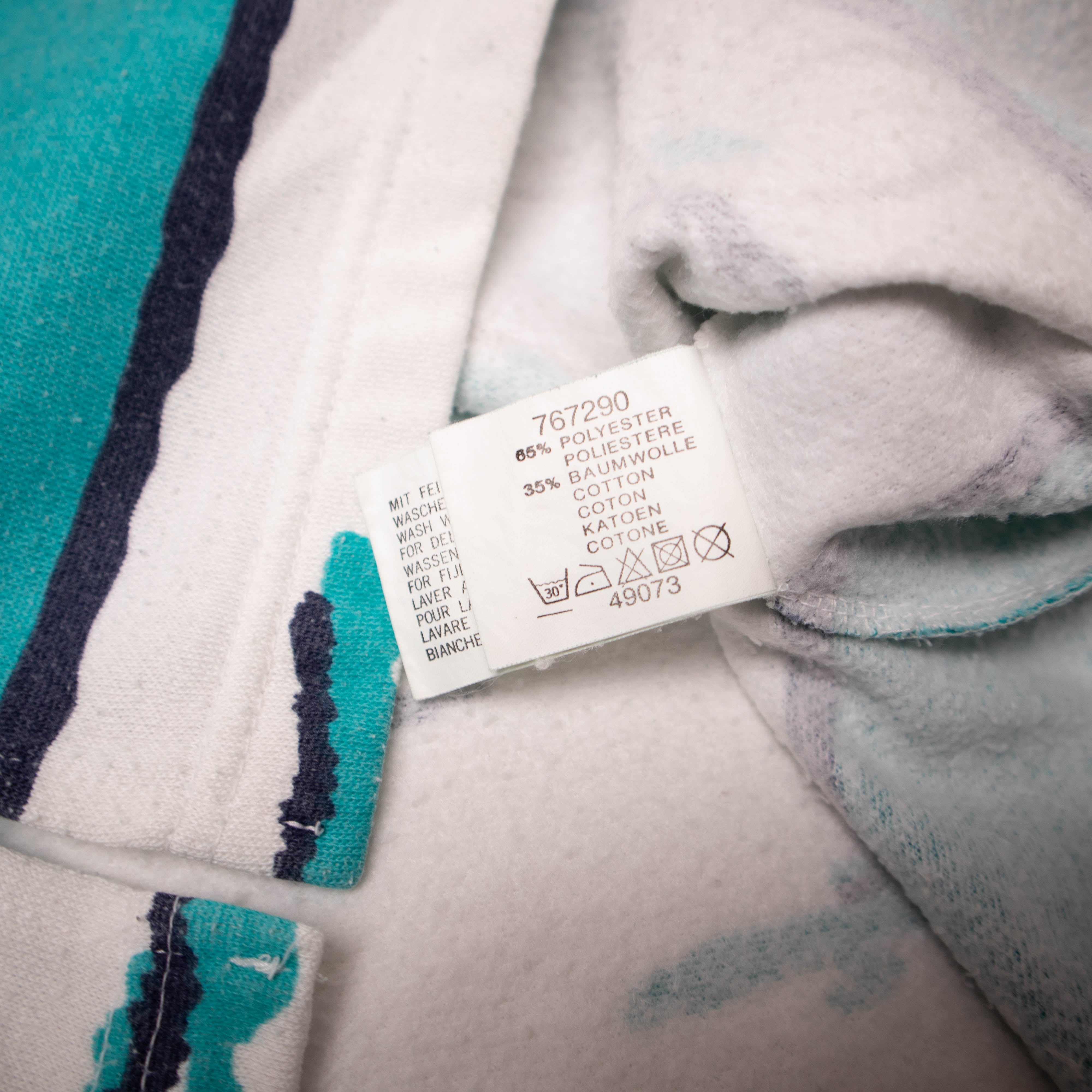 Vintage 80s 90s white and blue printed zip Sweatshirt - Size L