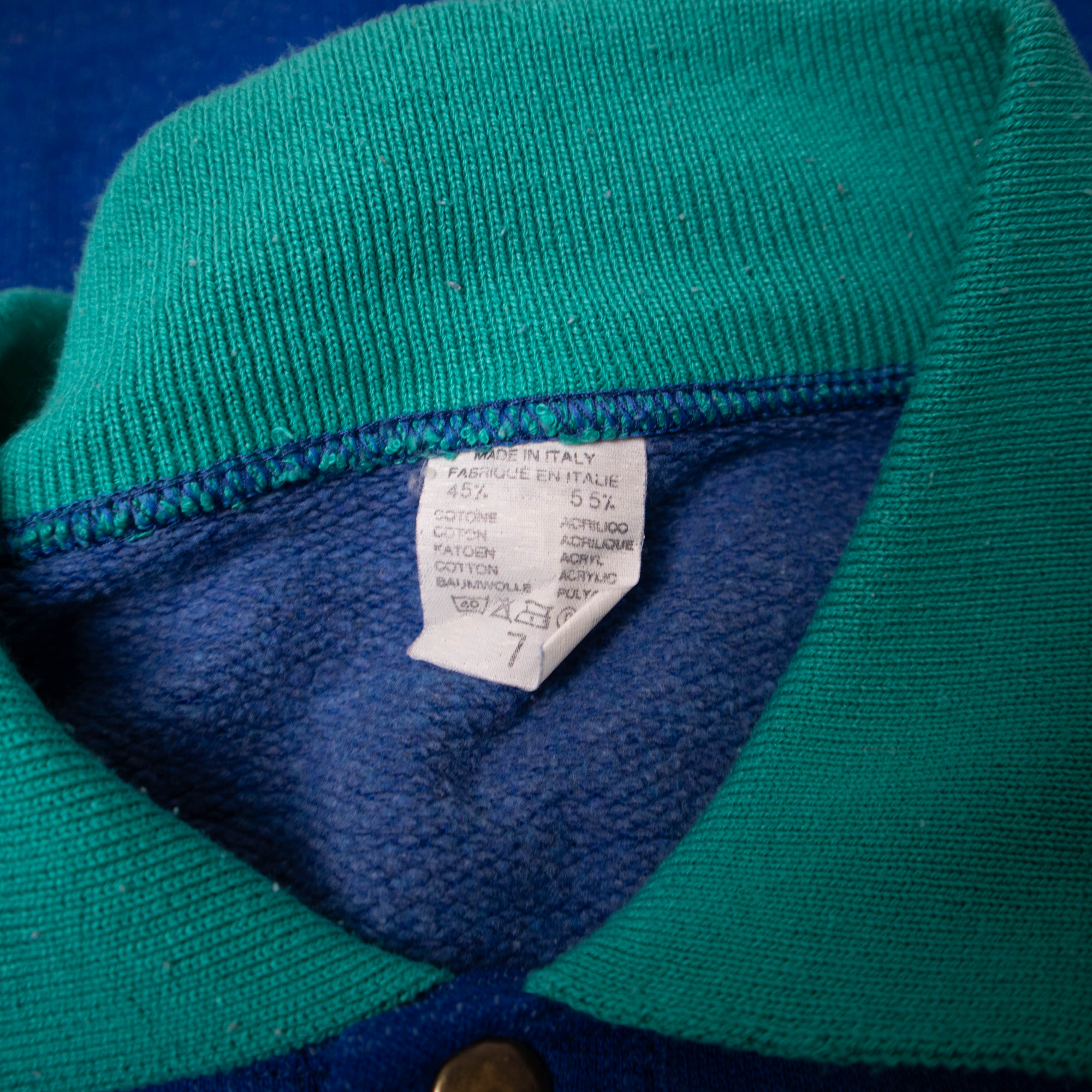 Vintage 80s 90s blue buttoned printed Sweatshirt - Size XL