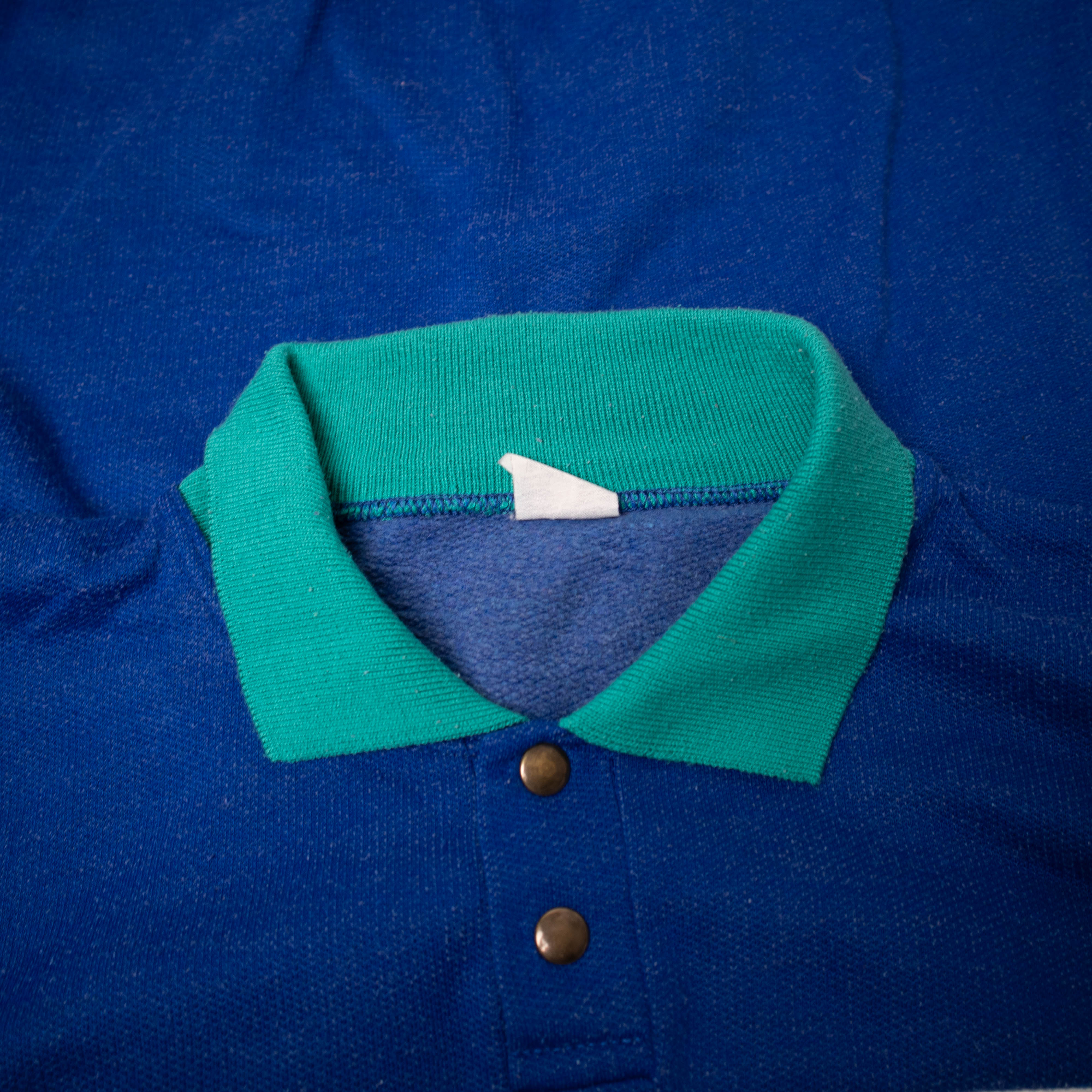 Vintage 80s 90s blue buttoned printed Sweatshirt - Size XL