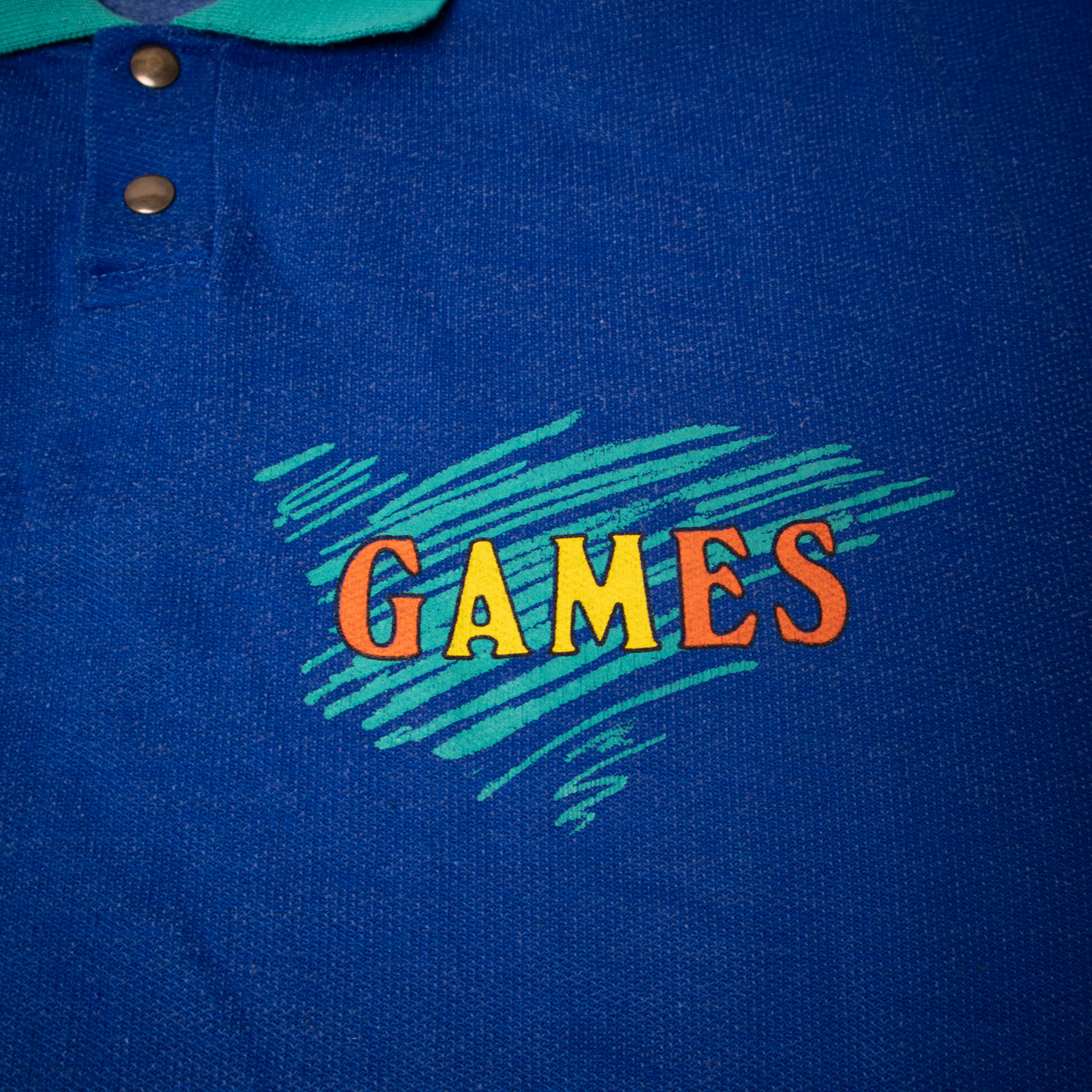 Vintage 80s 90s blue buttoned printed Sweatshirt - Size XL