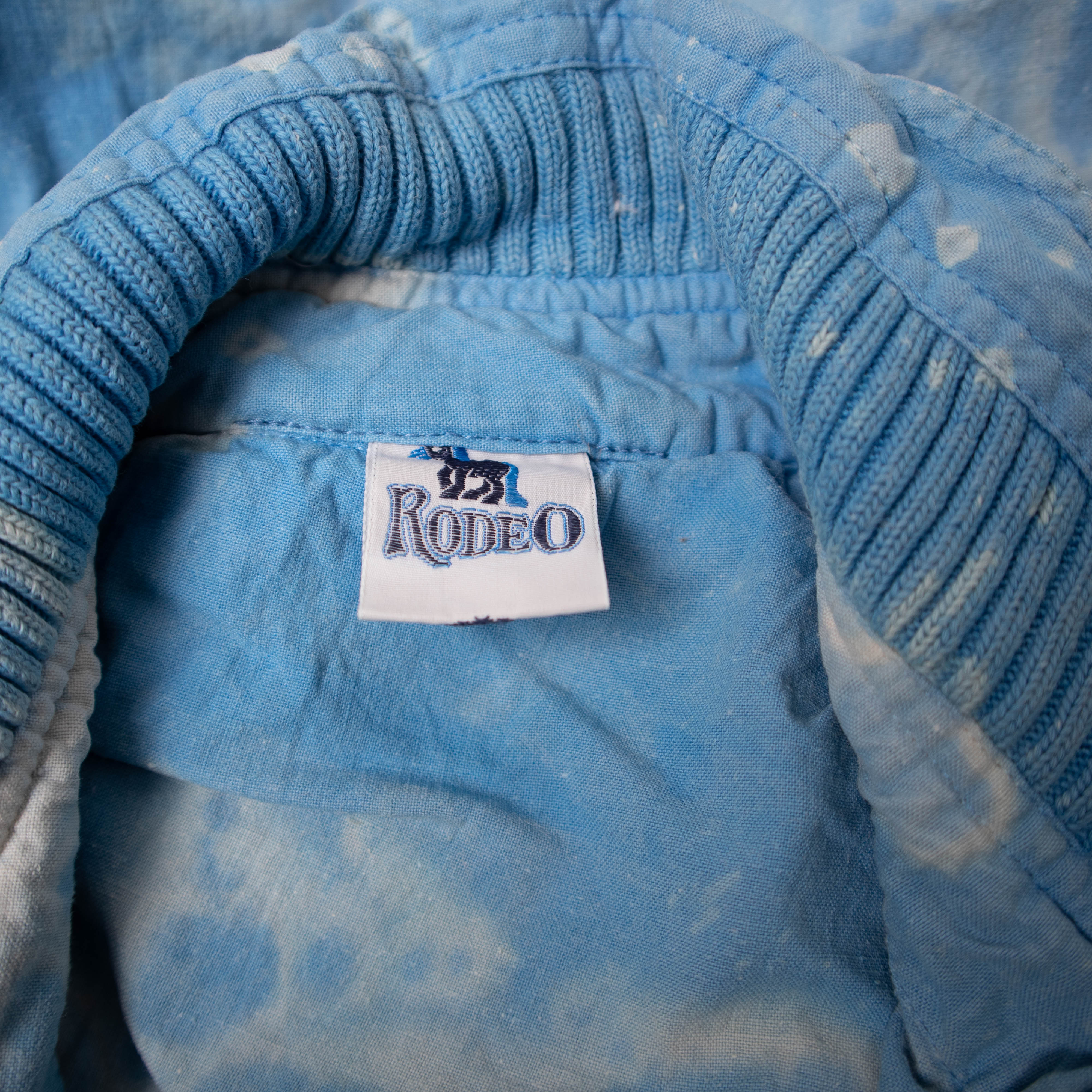 Vintage 80s 90s Rodeo blue tie dye buttoned Sweatshirt - Size L/XL