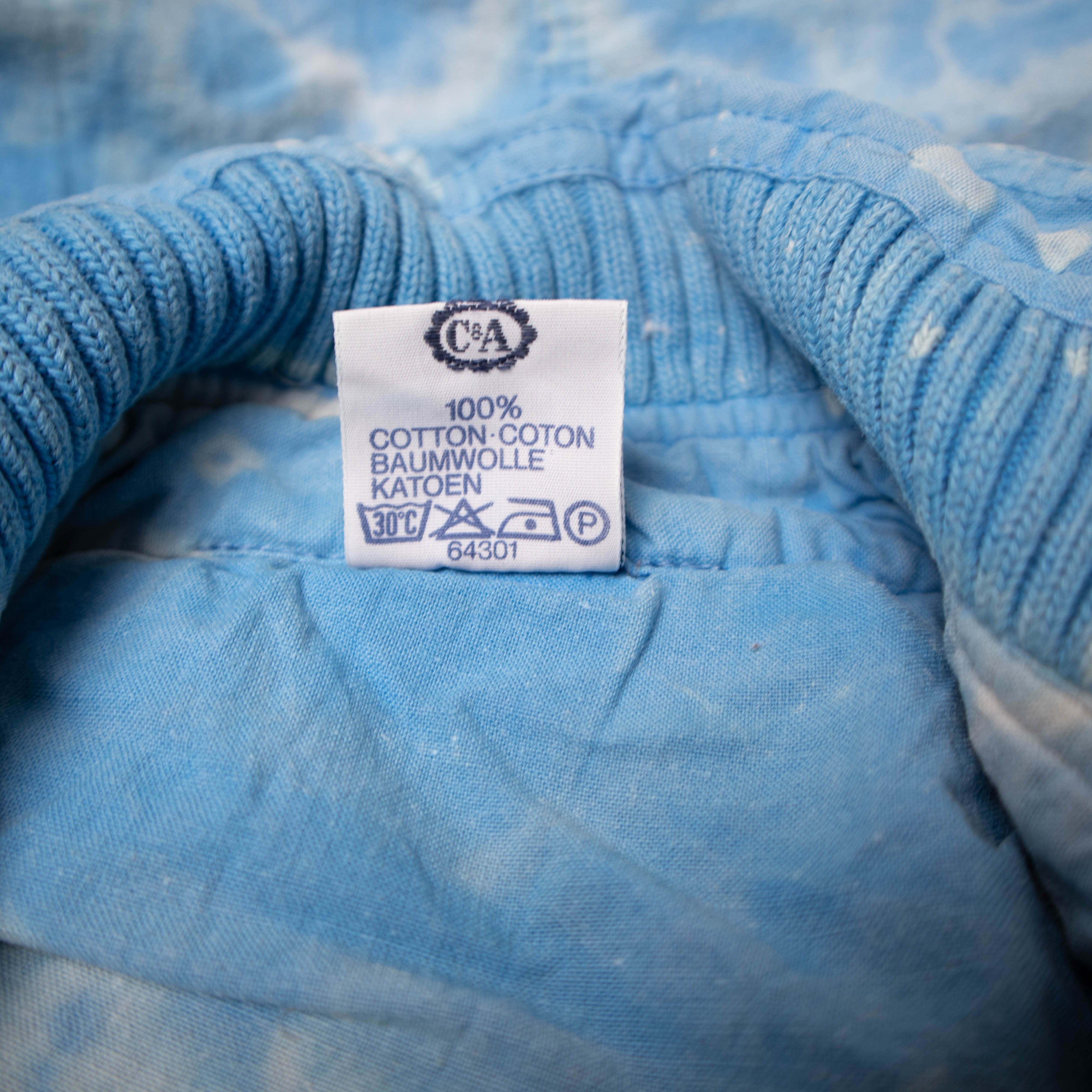 Vintage 80s 90s Rodeo blue tie dye buttoned Sweatshirt - Size L/XL