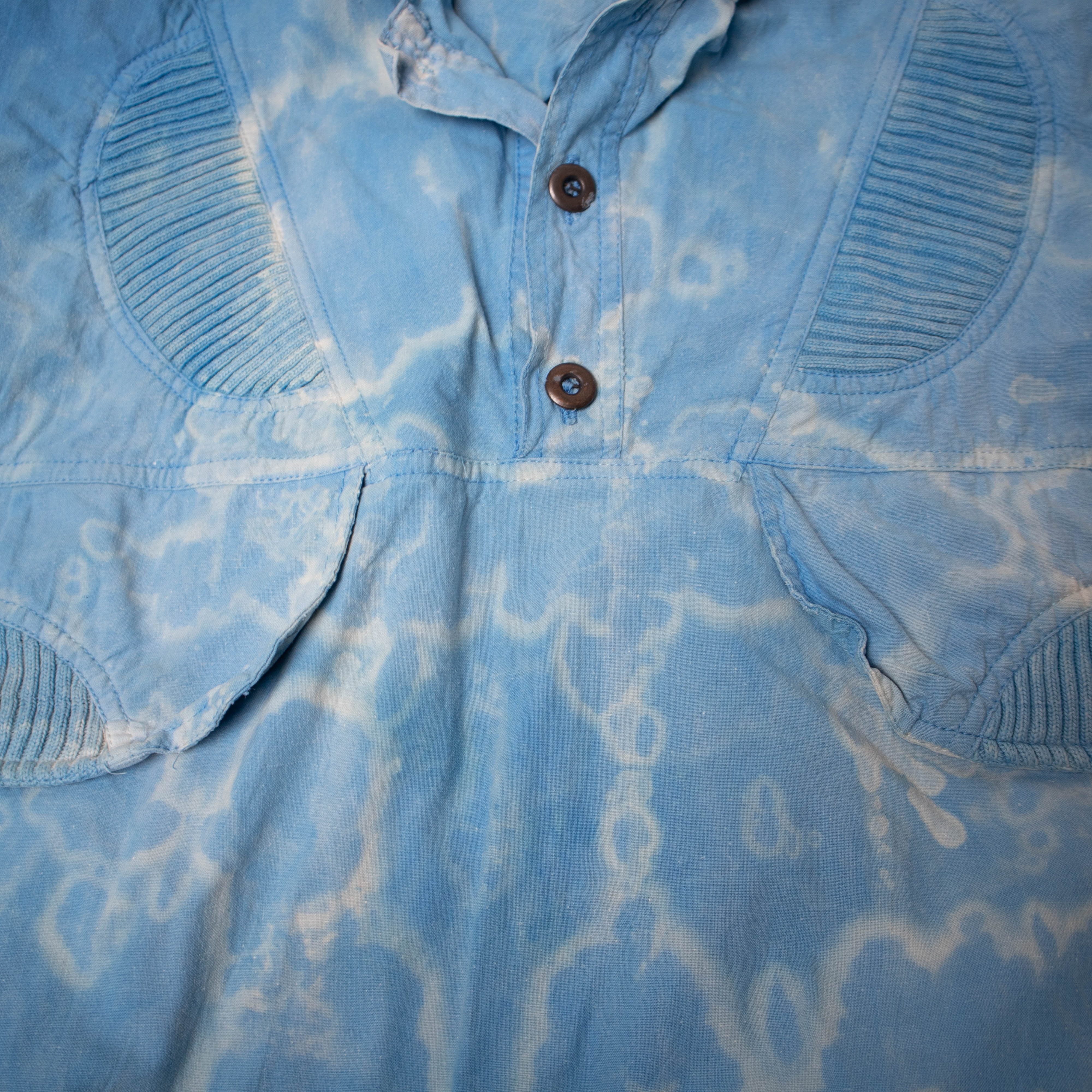 Vintage 80s 90s Rodeo blue tie dye buttoned Sweatshirt - Size L/XL