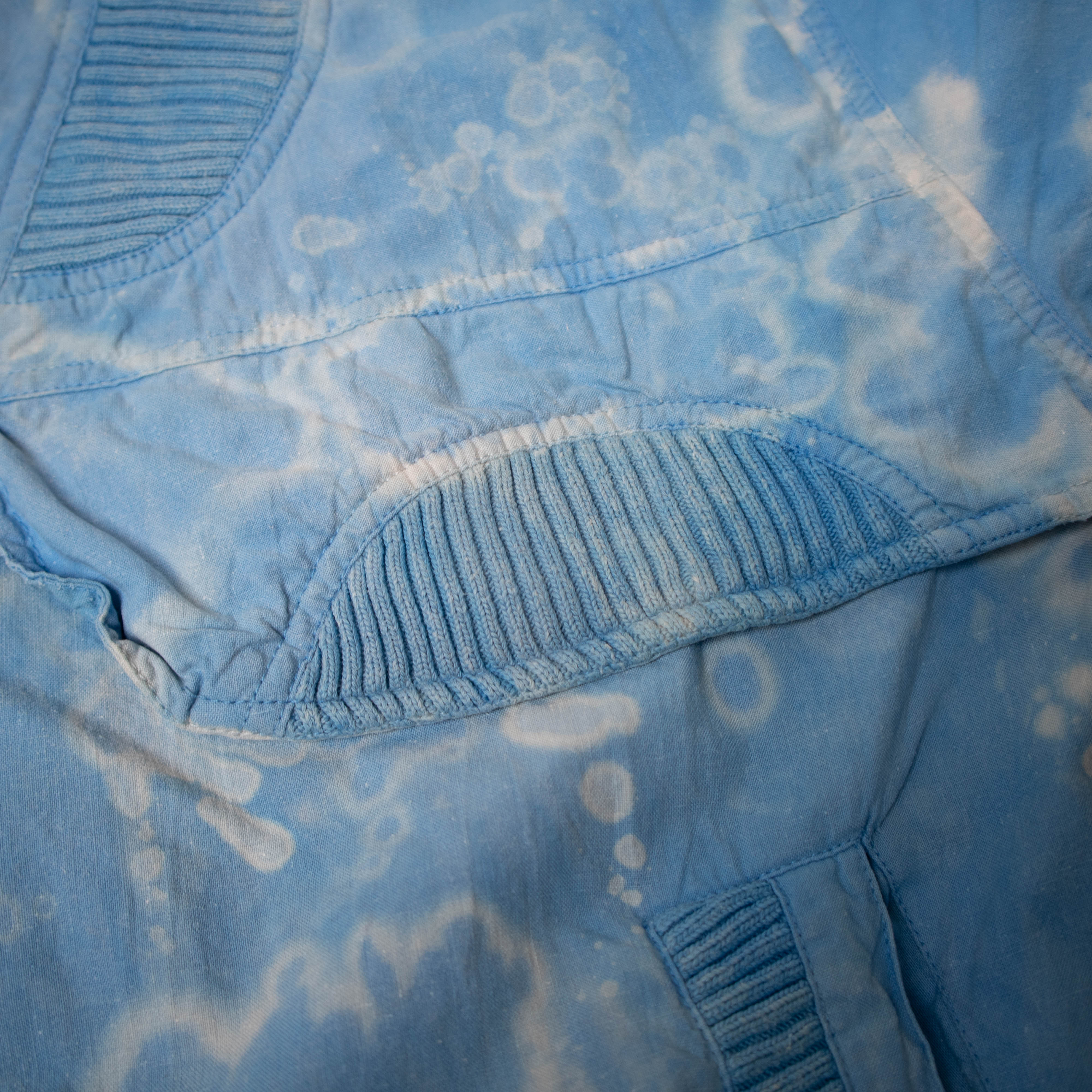 Vintage 80s 90s Rodeo blue tie dye buttoned Sweatshirt - Size L/XL