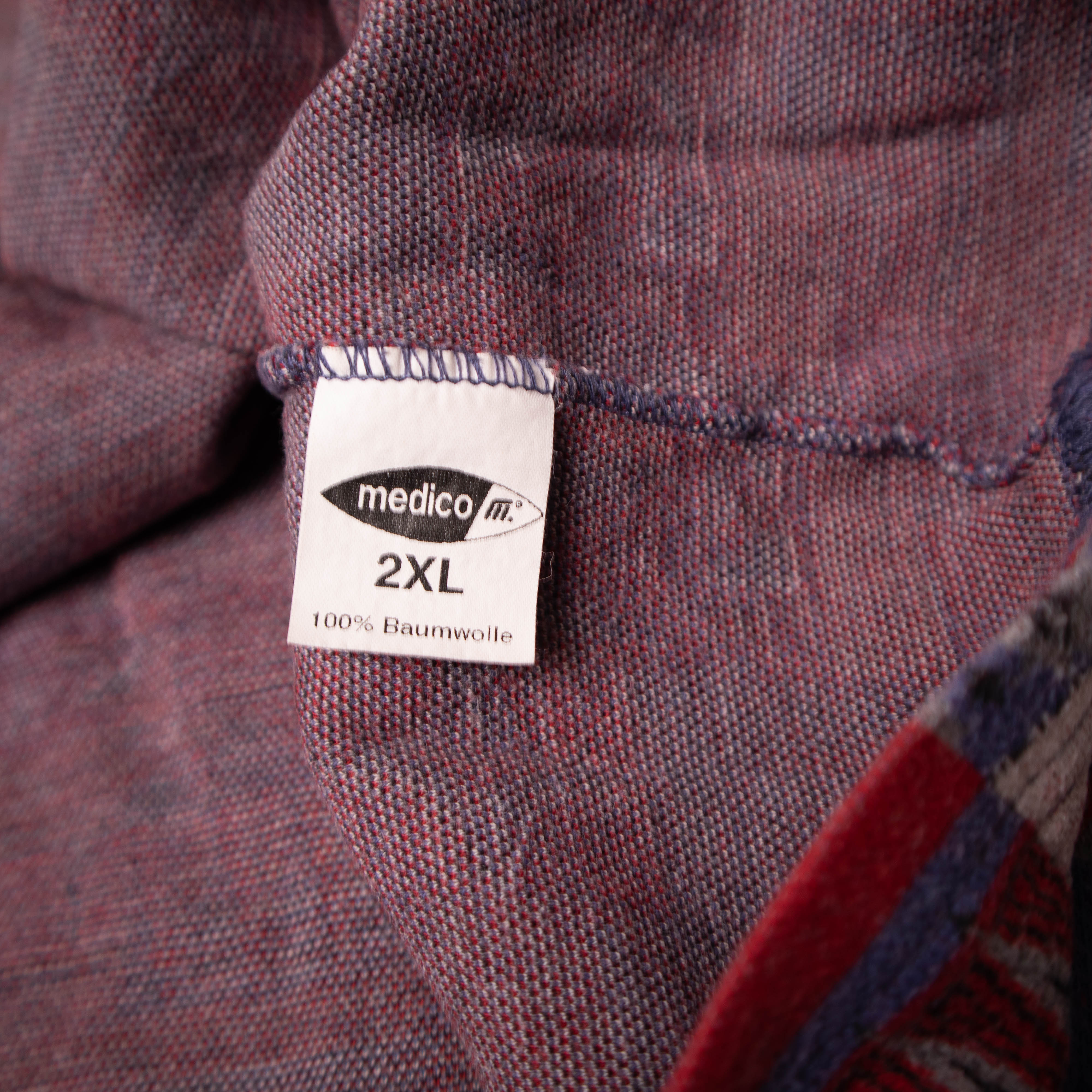 Vintage 80s 90s red and blue geometric zip Sweatshirt - Size XXL