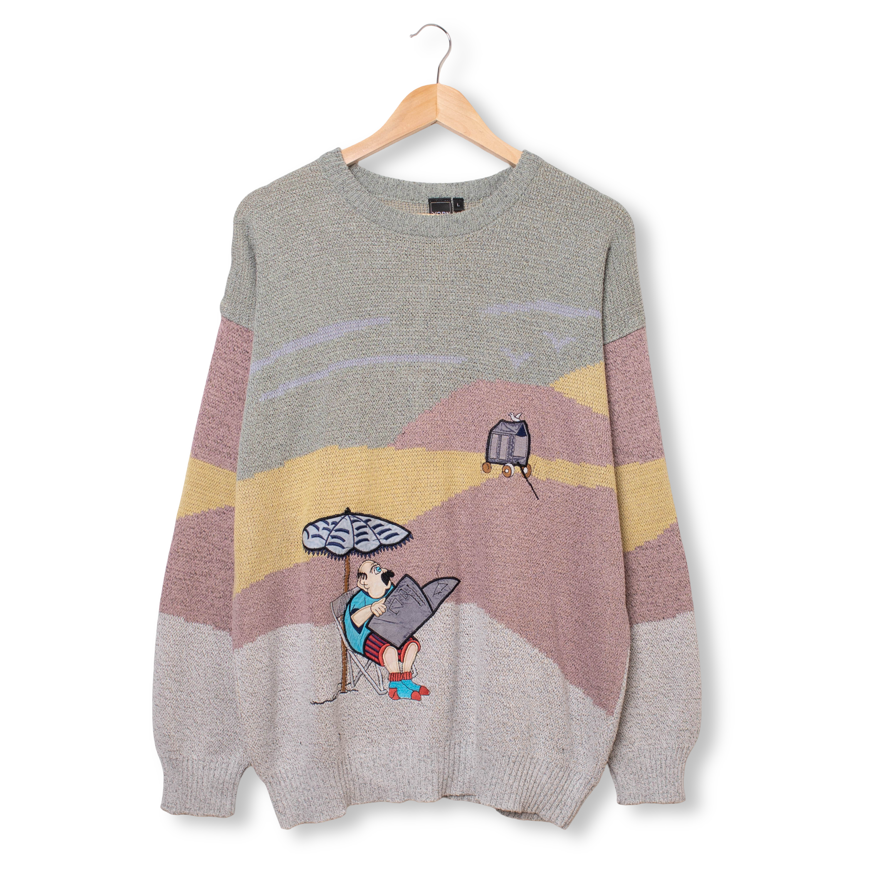 Vintage 80s 90s multicolor embroidered Sweater - Size L