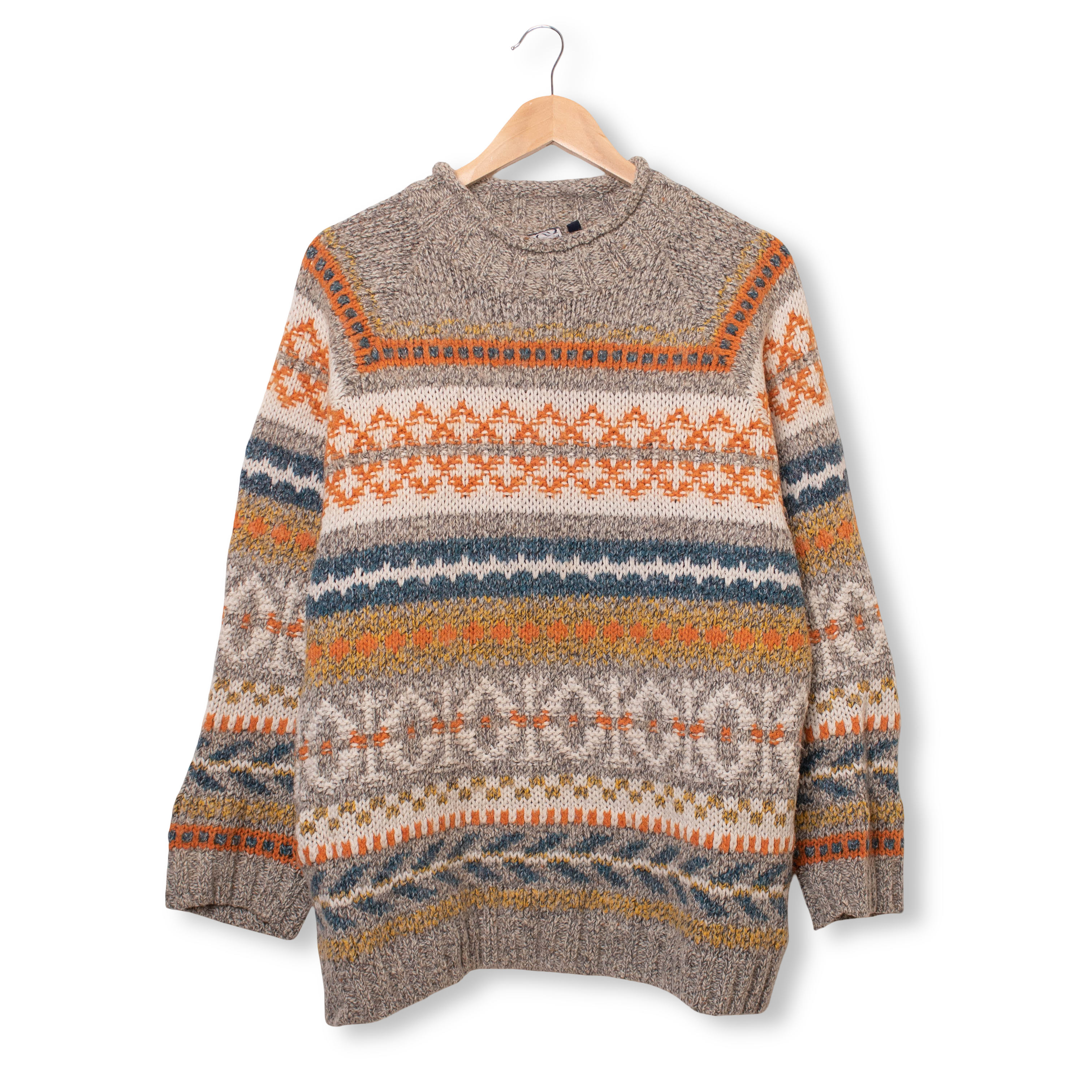 Vintage 80s 90s multicolor abstract striped wool Sweater - Size L/XL