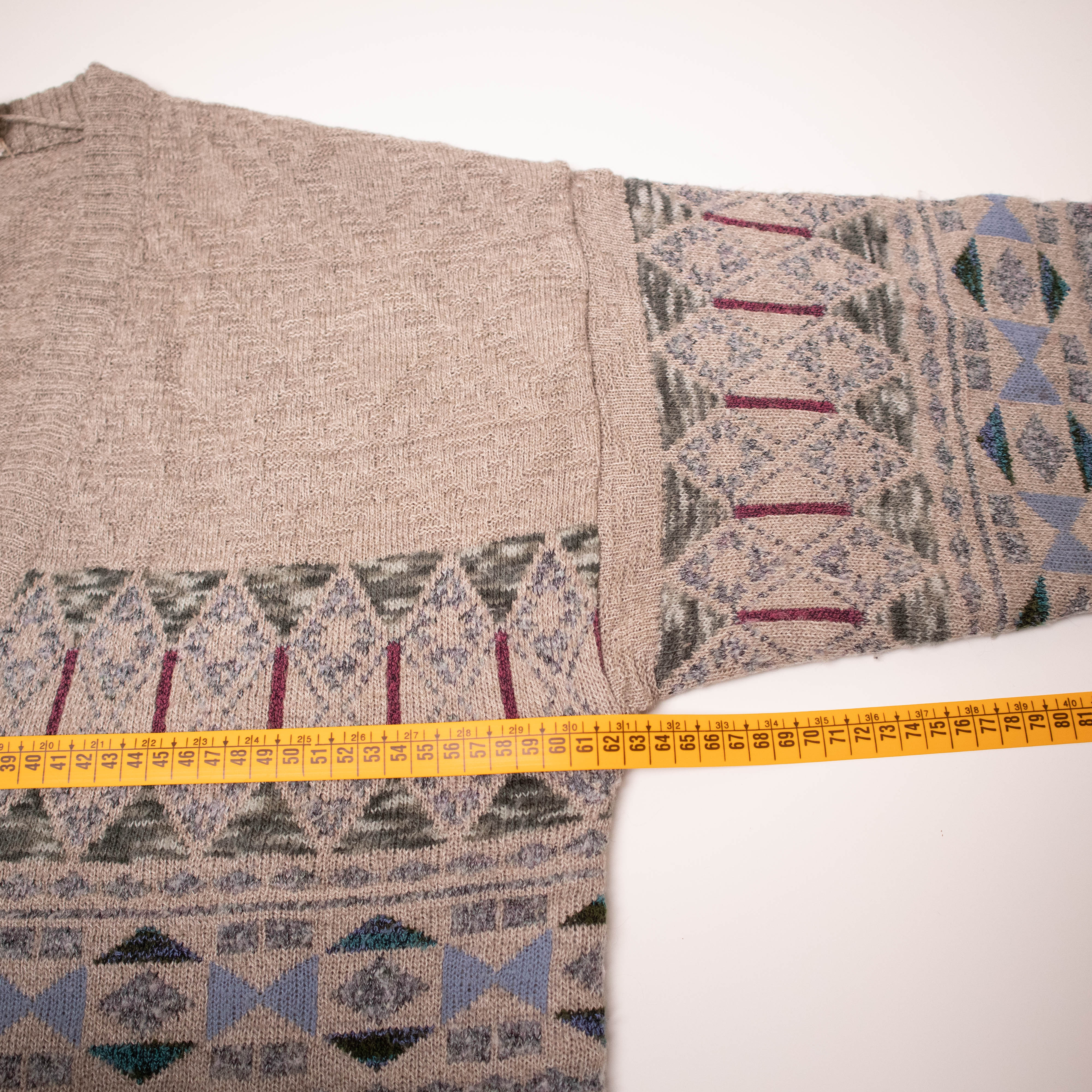 Vintage 80s 90s beige geometric Angelo Litrico Cardigan - Size XL 