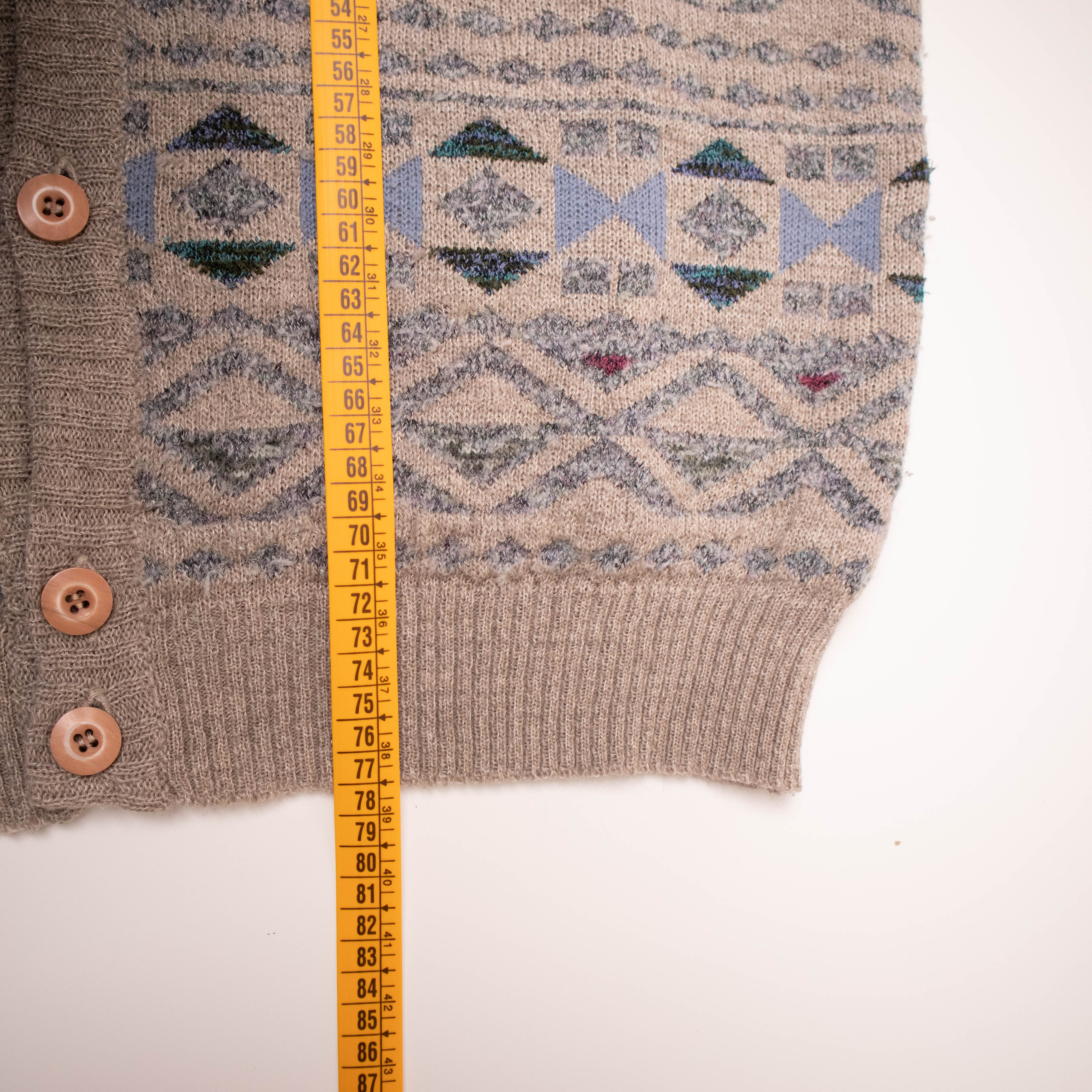 Vintage 80s 90s beige geometric Angelo Litrico Cardigan - Size XL 