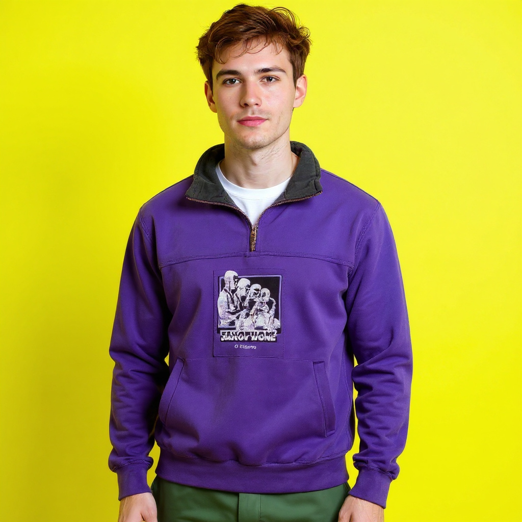 Vintage 80s 90s purple faded printed zip Sweatshirt - Size S