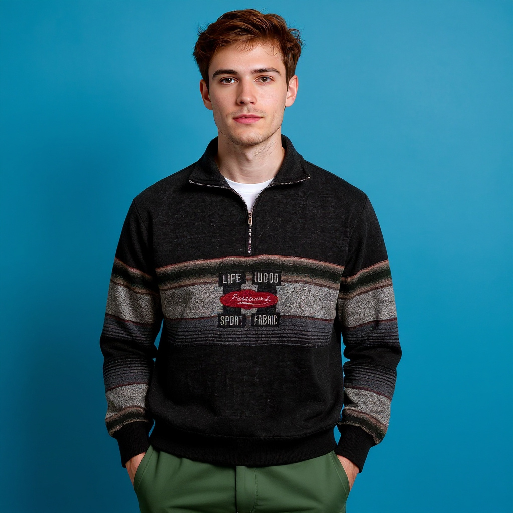 Vintage 80s 90s dark grey zip embroidered Sweatshirt - Size M