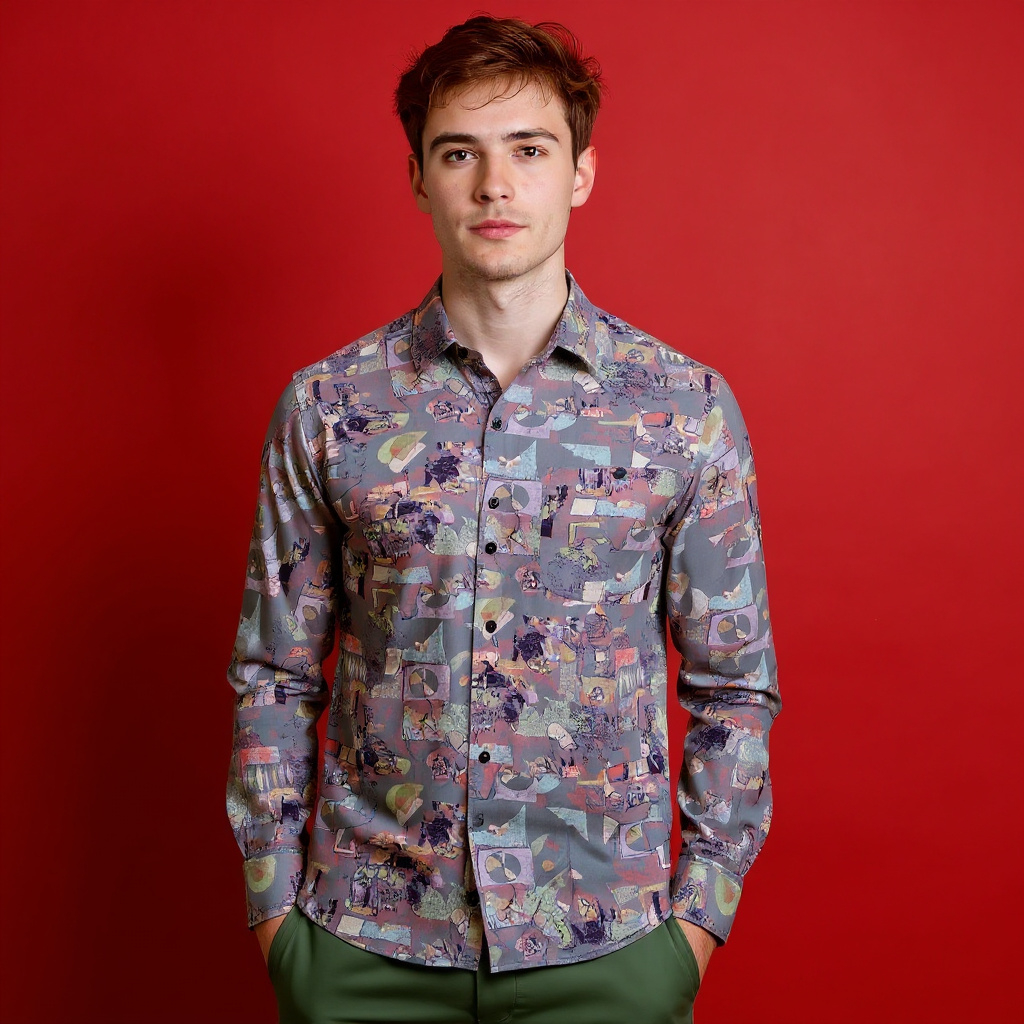 Vintage 90s abstract multicolor long sleeve Shirt - Size M